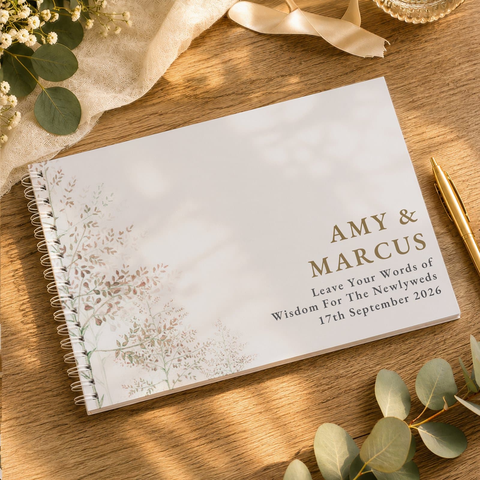 Personalised pastel tree spiral bound guest book