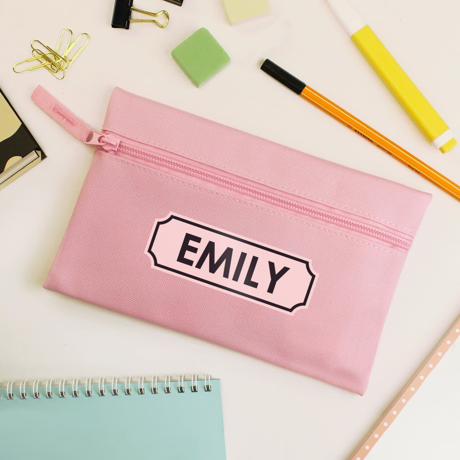 Personalised pencil case in Pink, Blue or Rainbow Pink
