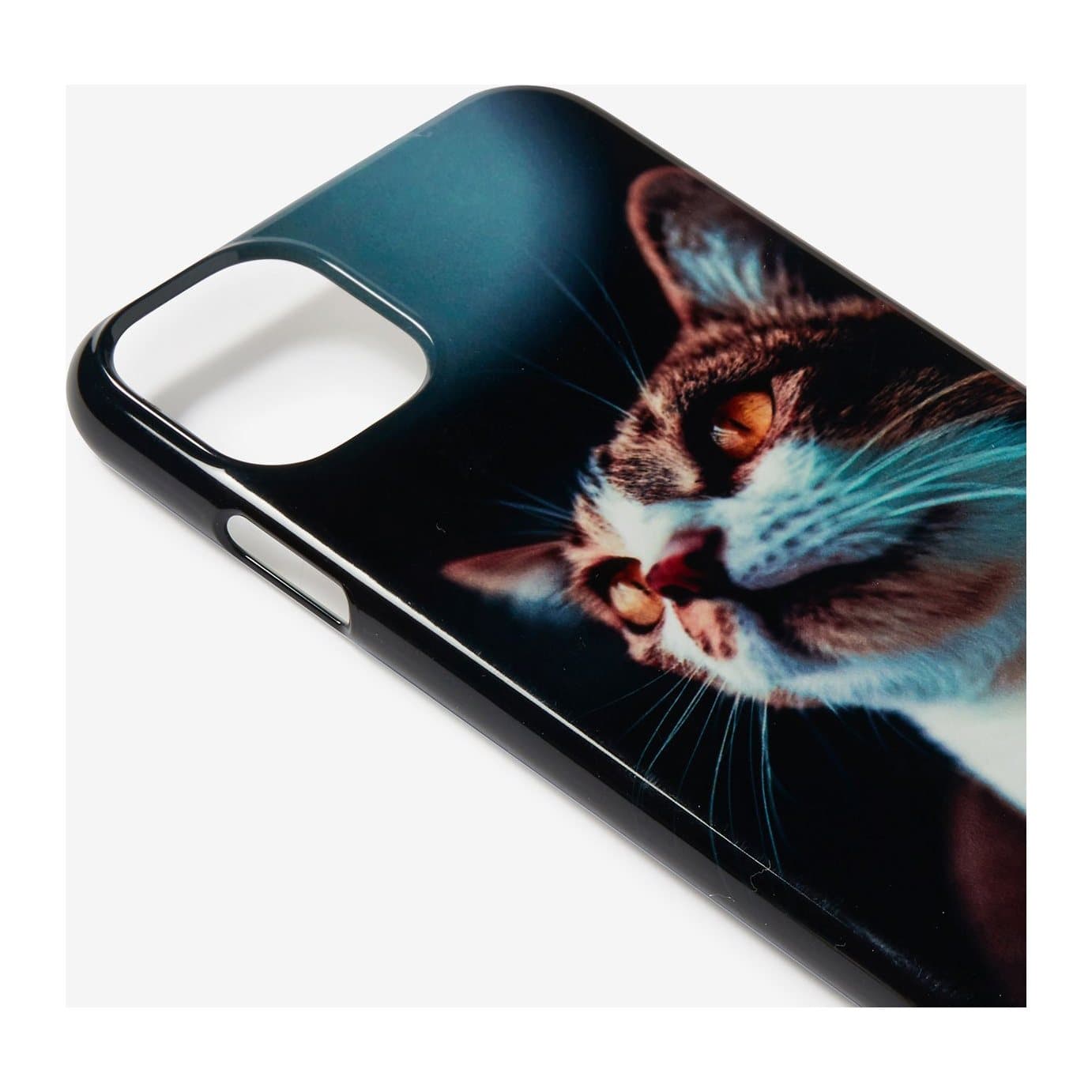 Snap-on phone case printed with a close-up of a cat