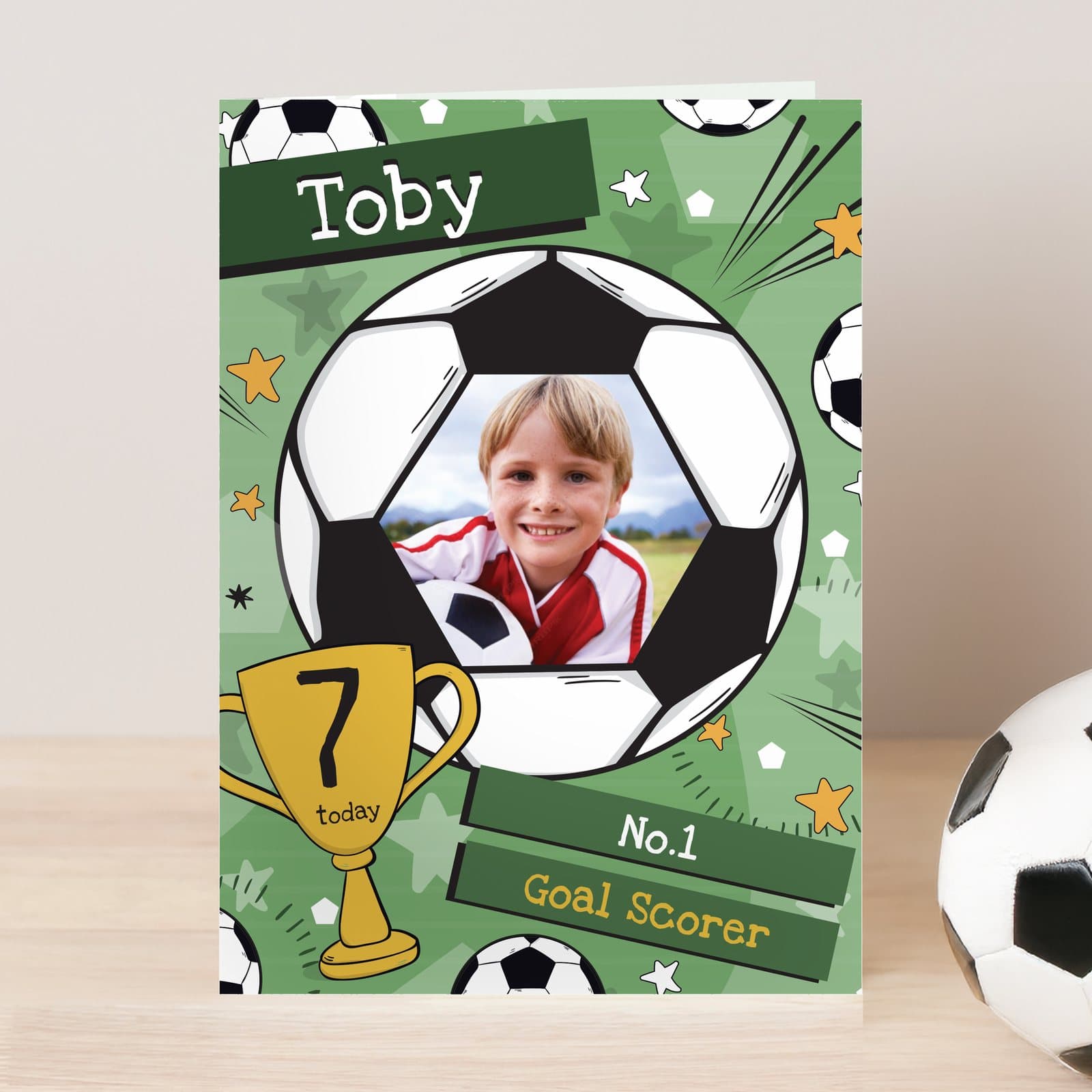 Personalised photo upload football birthday card