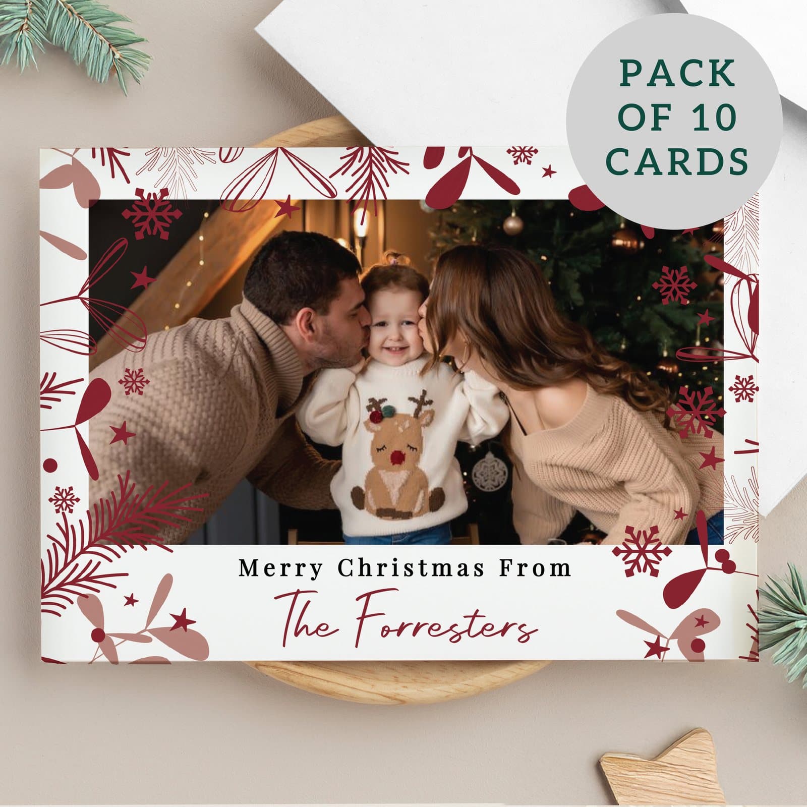 Personalised Christmas card with a photo on the front