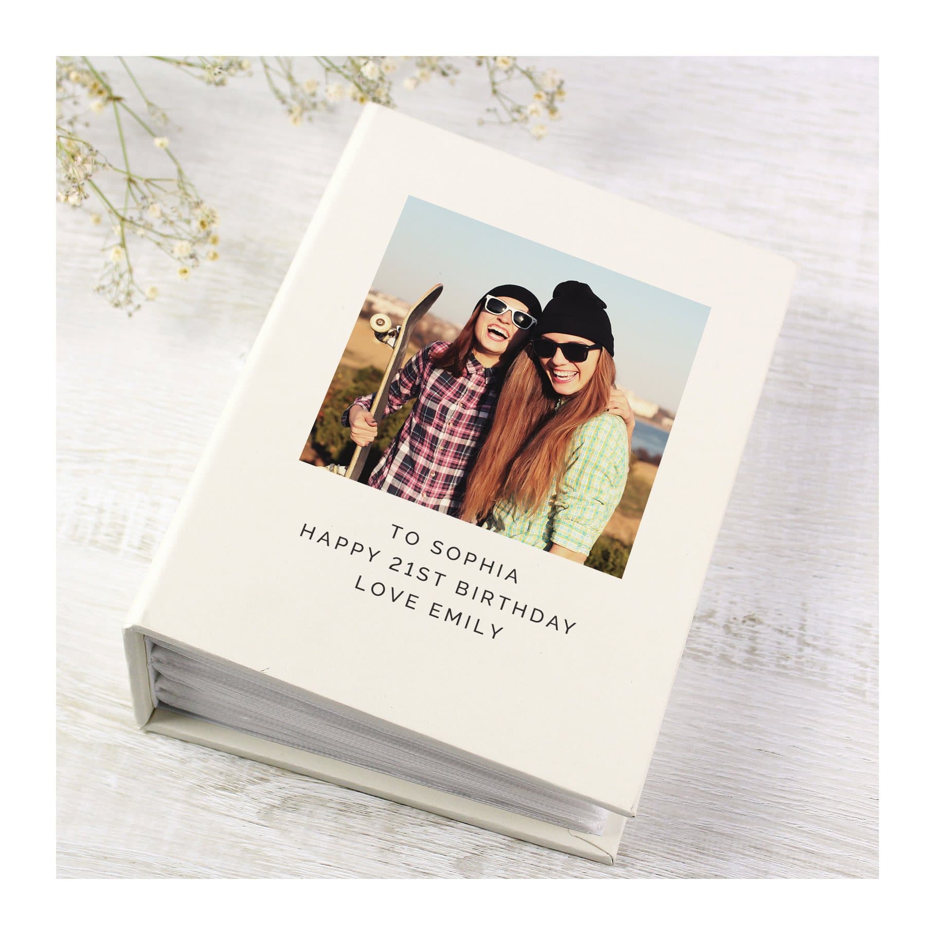 Personalised 6x4 photo album with a photo on the cover