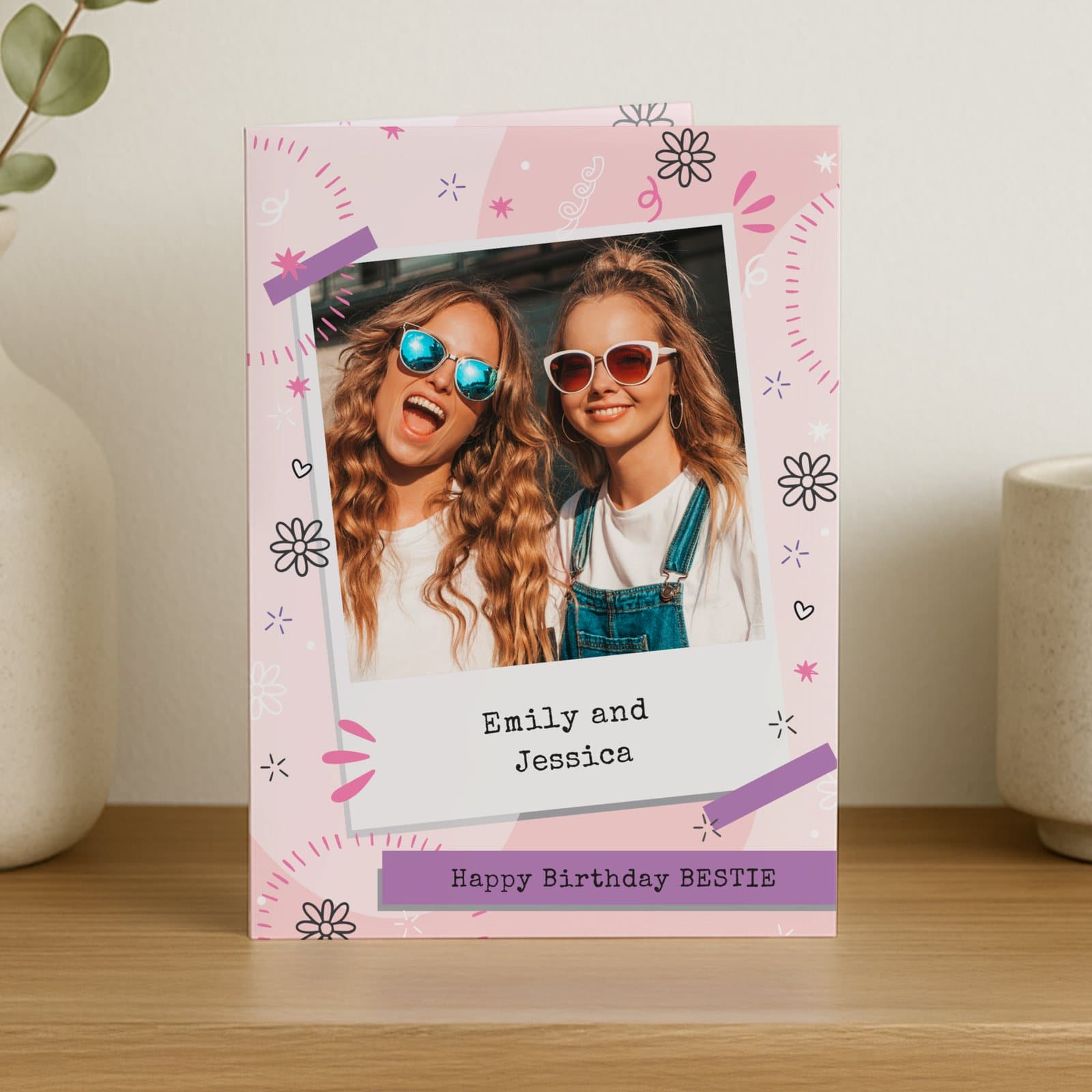 Personalised photo upload polaroid birthday card