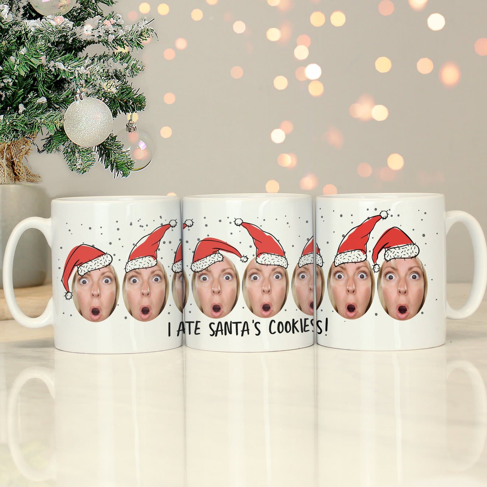 Ceramic Santa mug with a photo and message