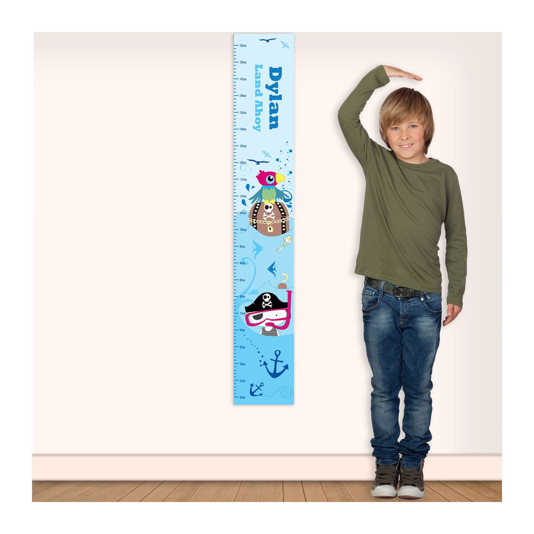 Personalised pirate height chart in vinyl