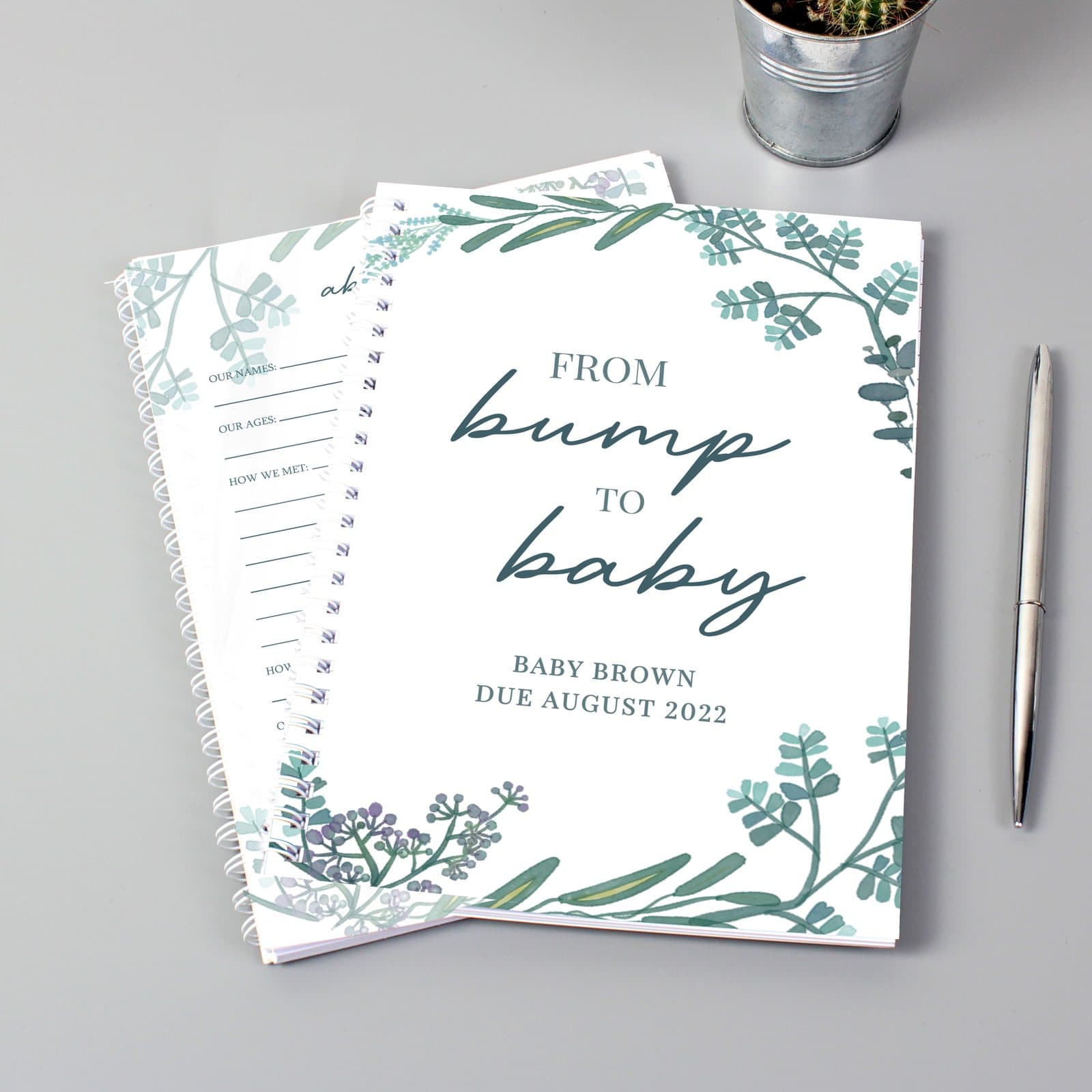 Softback From Bump to Baby pregnancy journal with two personalised lines
