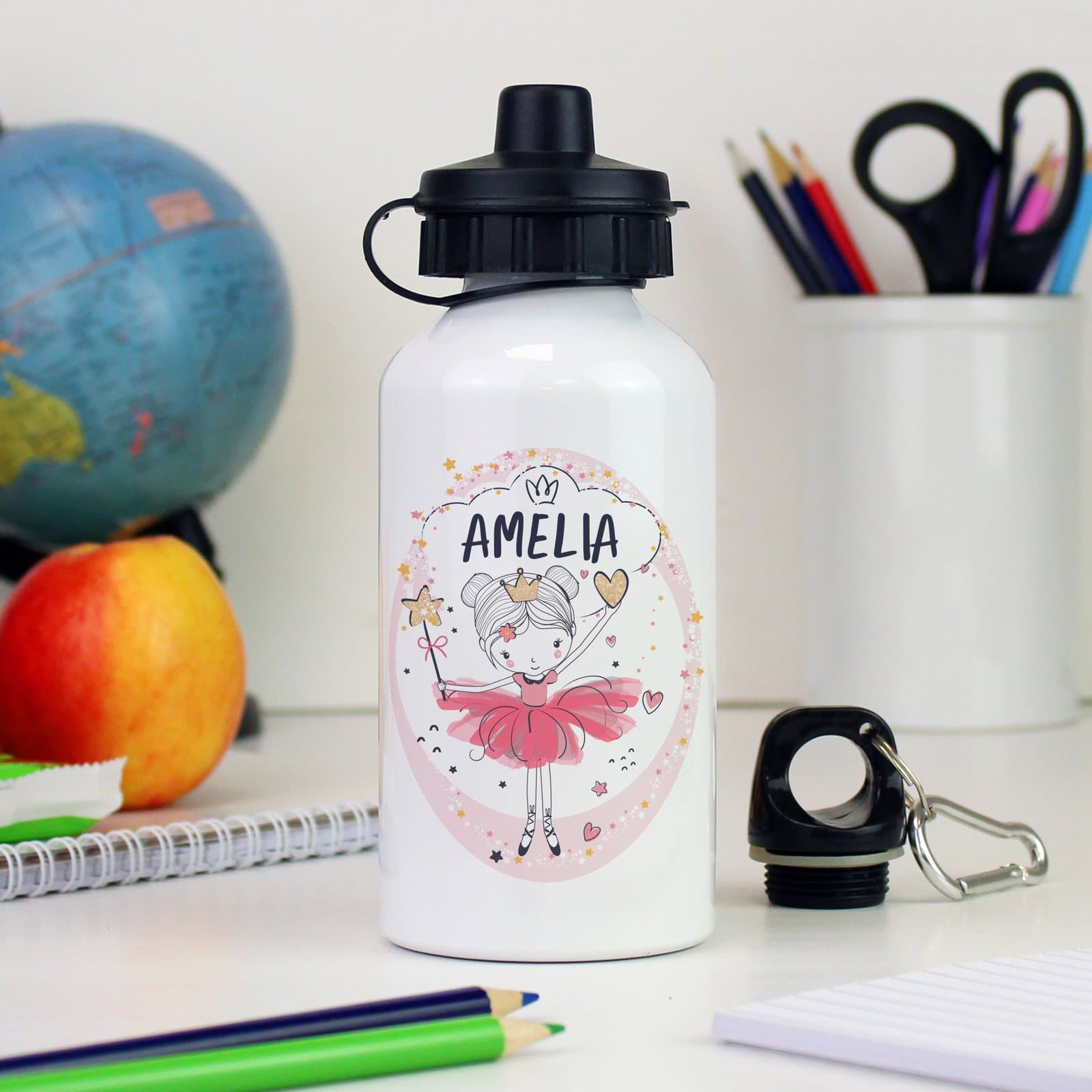 Princess ballerina design drinks bottle with a name