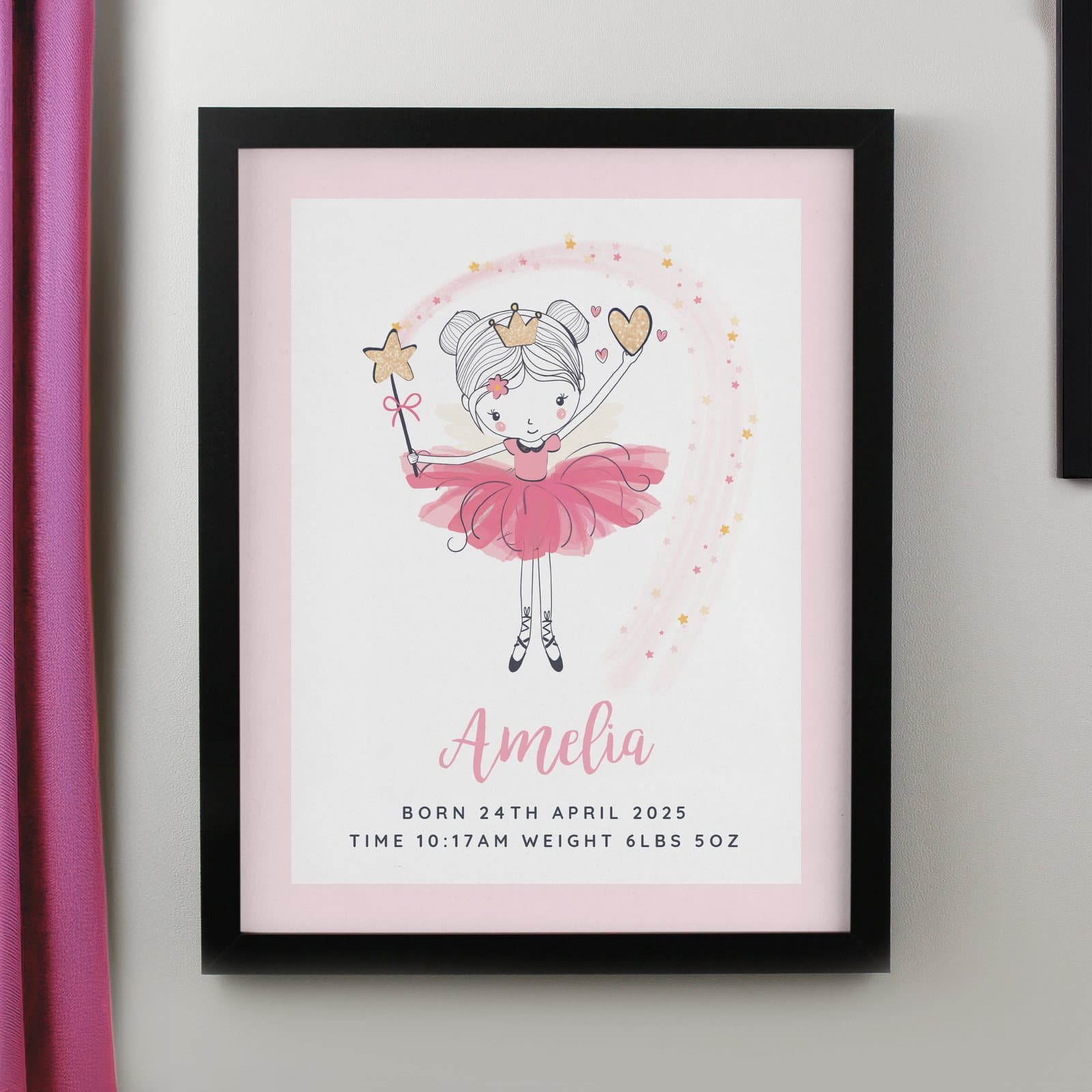 Ballerina framed print in a large poster frame