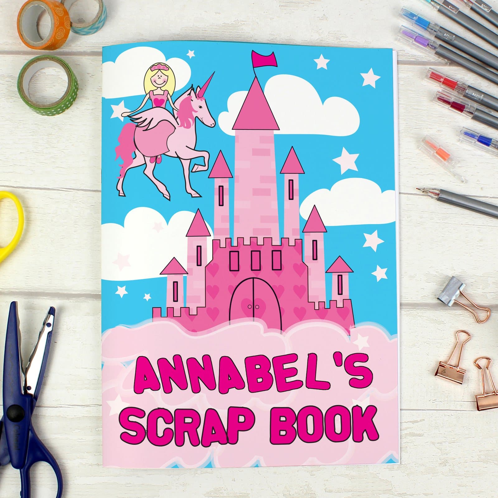 Personalised princess and unicorn A4 scrapbook