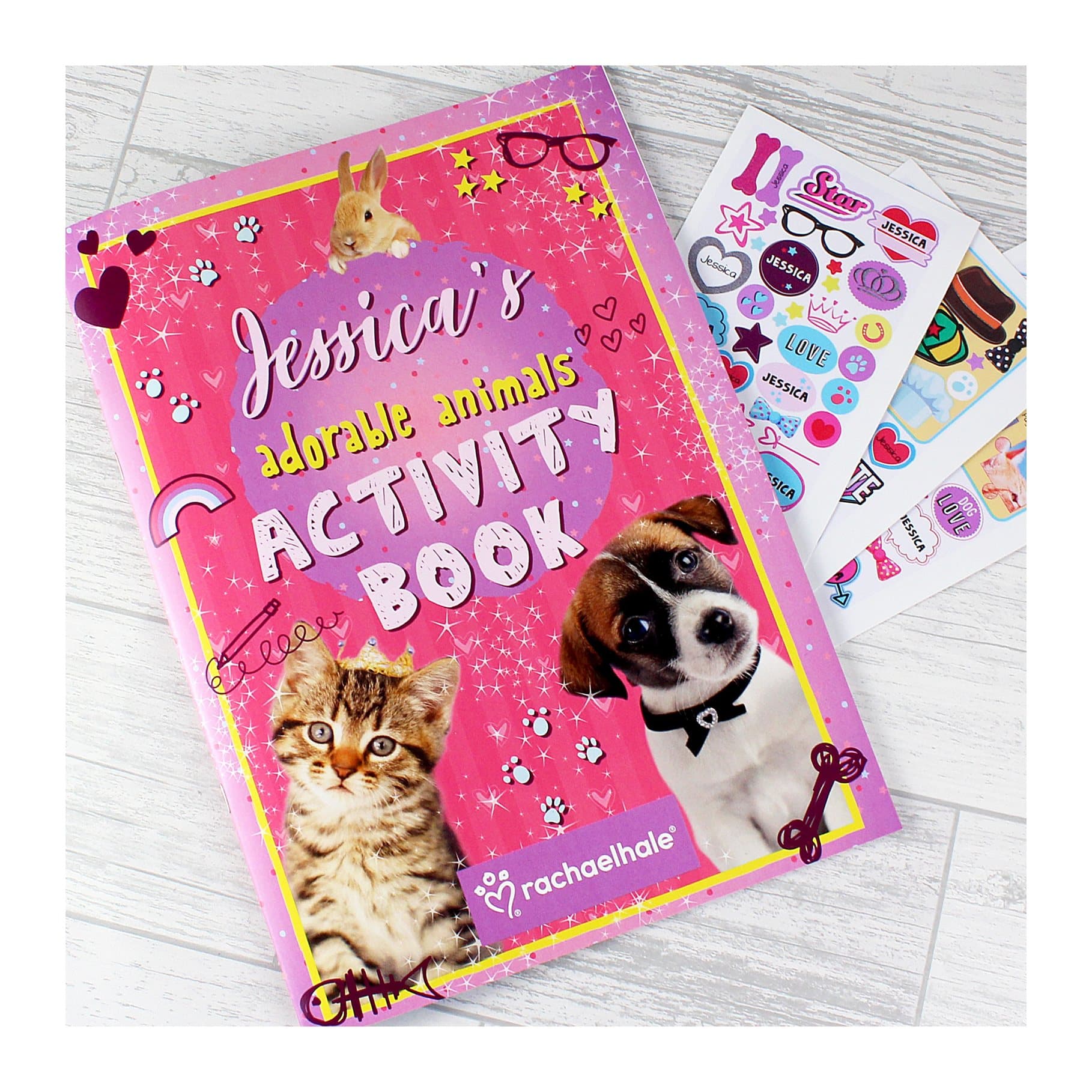 Personalised Rachael Hale Adorable Animals activity book with stickers