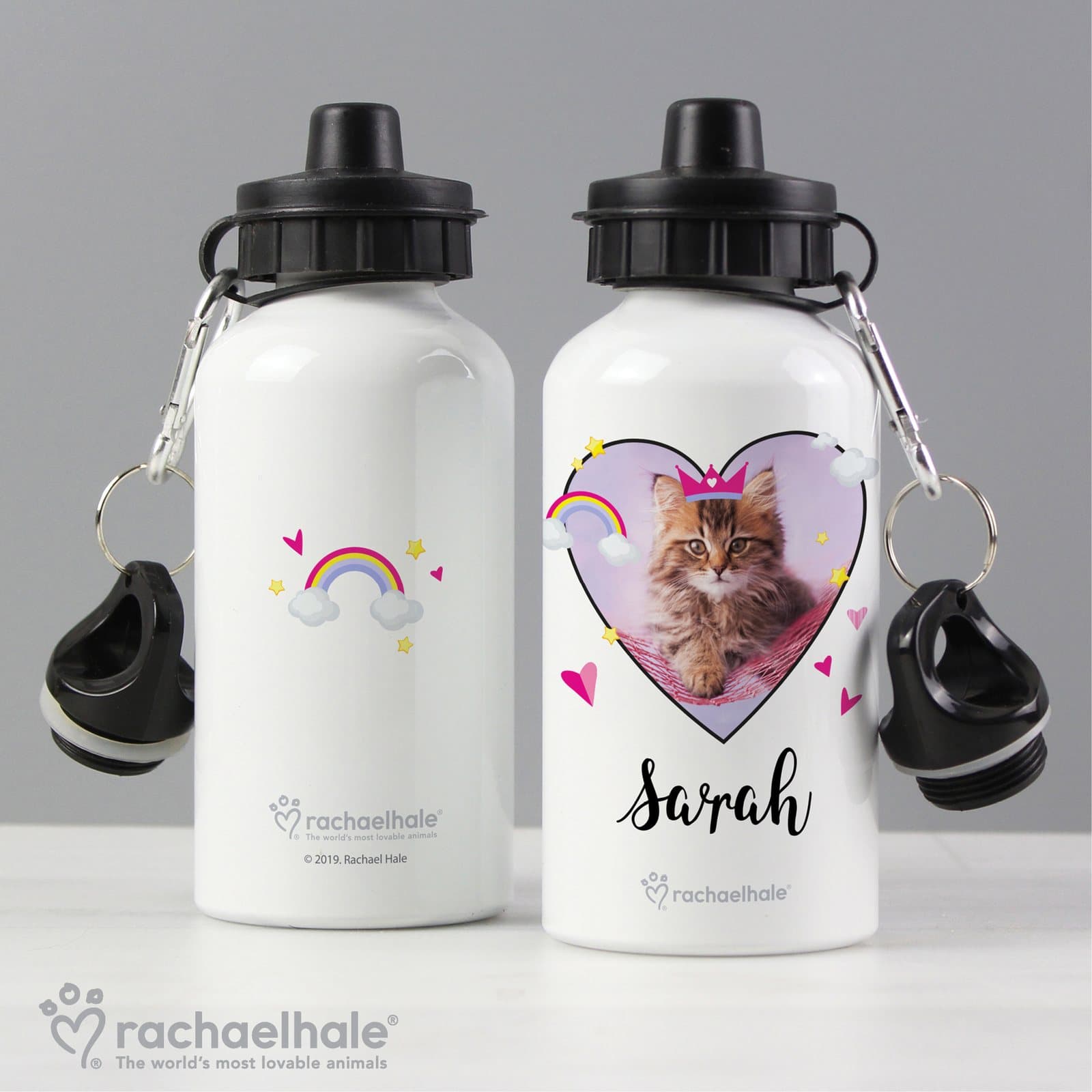 Cute cat design drinks bottle with a name on the front