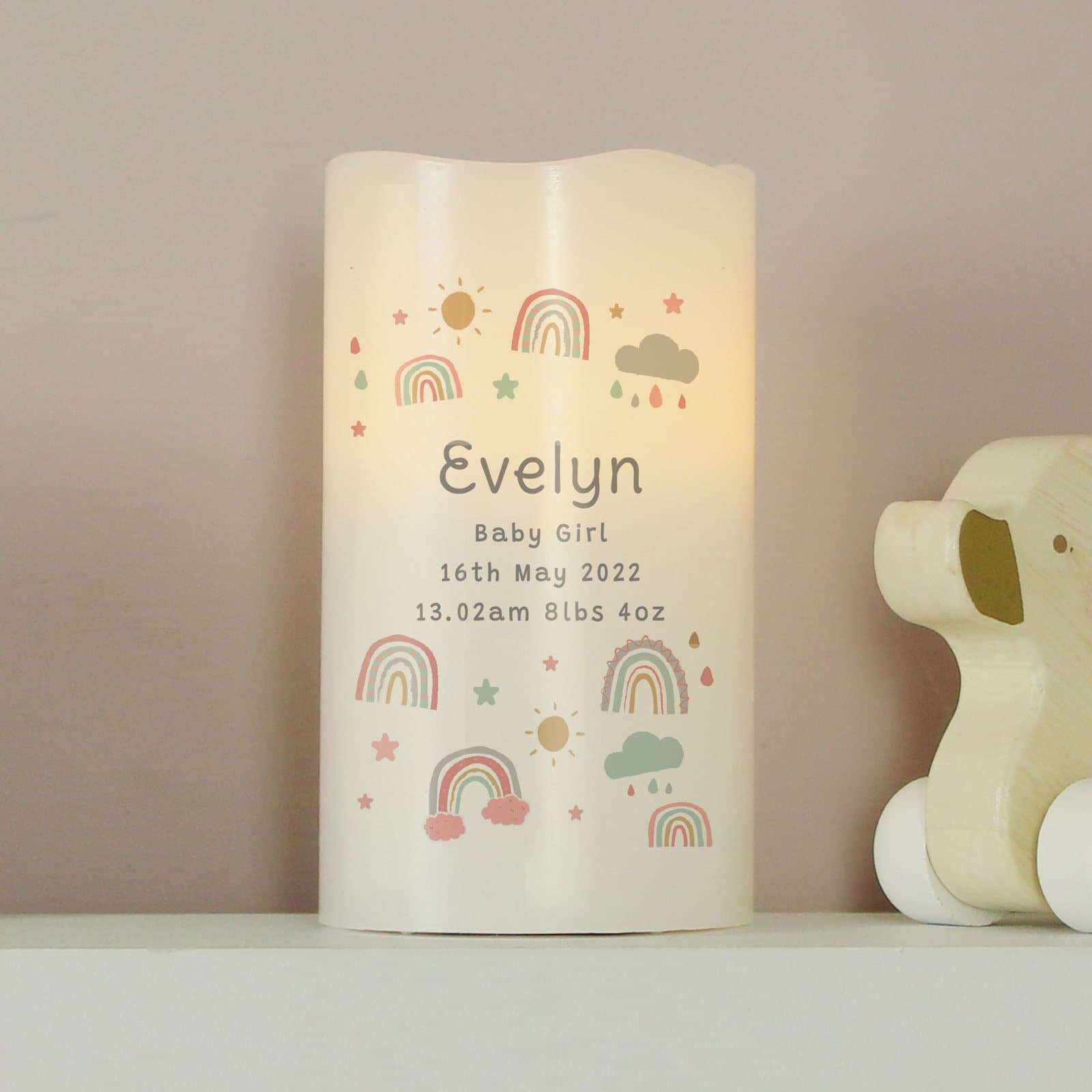 Rainbow night light LED candle in an organza bag