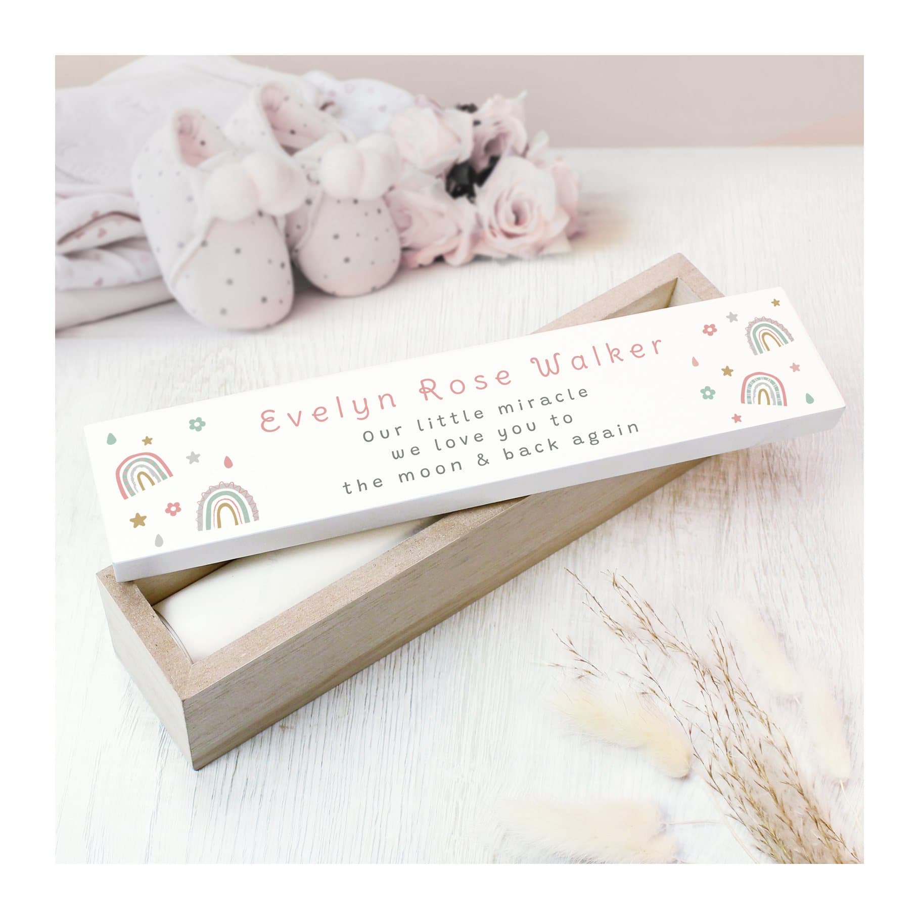 Rainbow wooden birth certificate holder