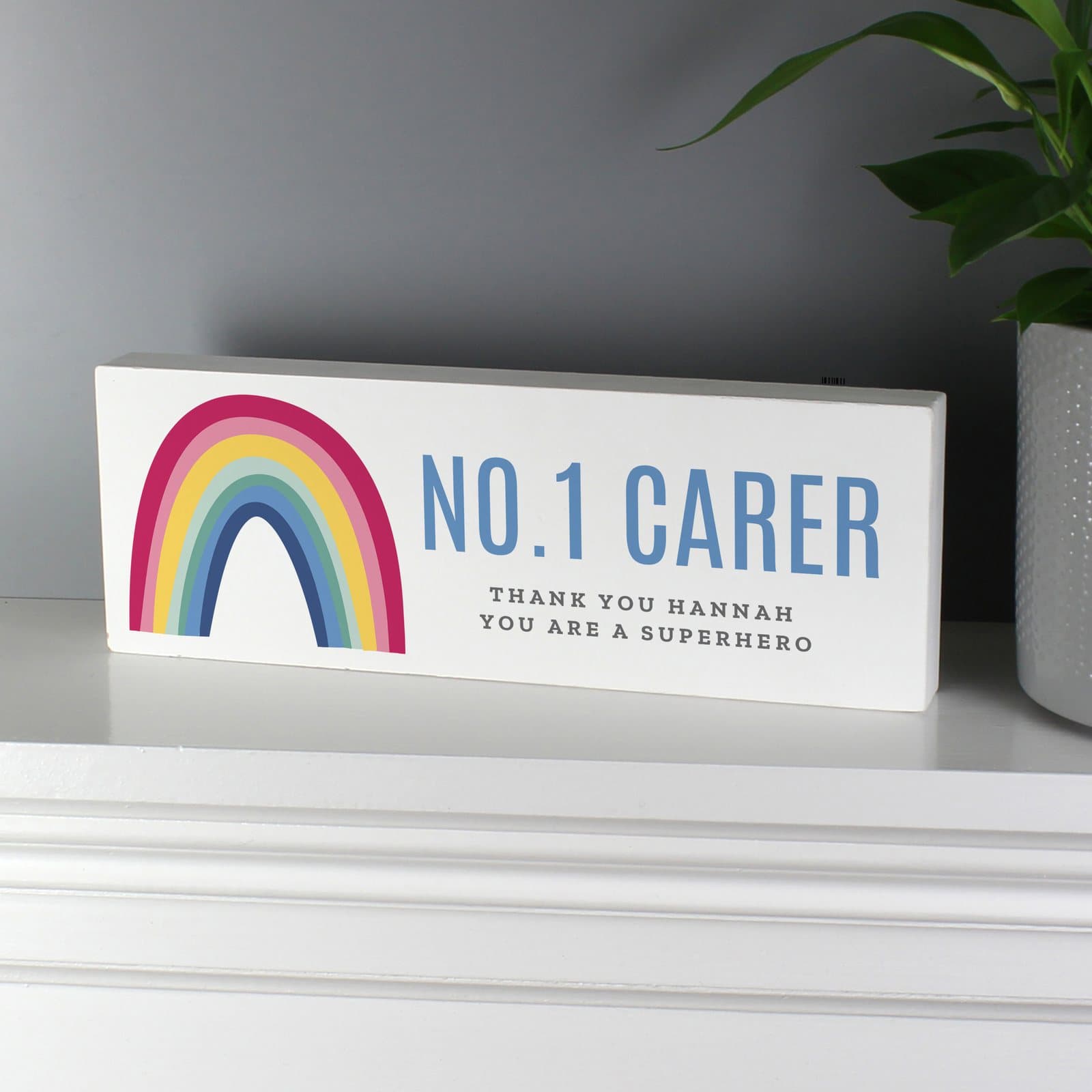 Pastel rainbow wooden shelf block