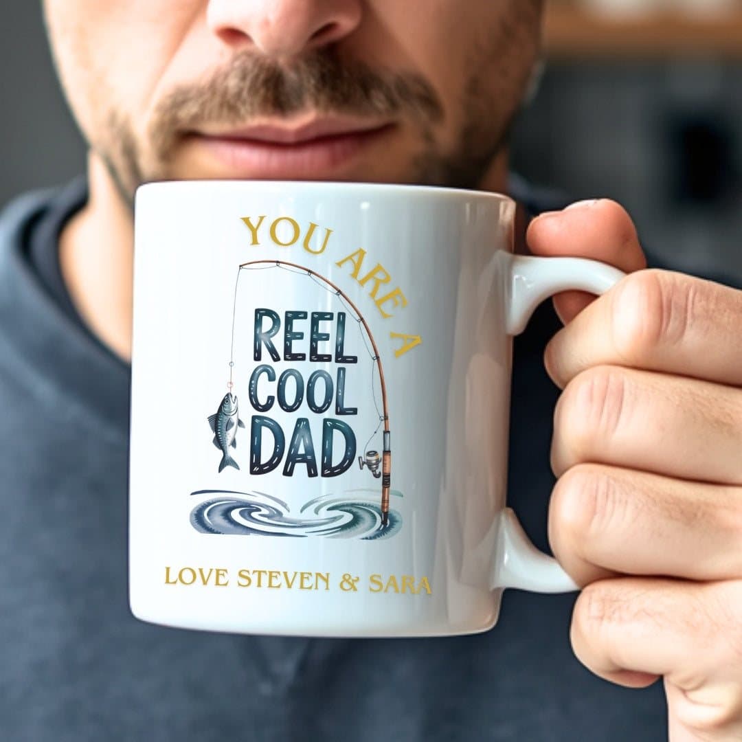 Personalised Reel Cool Dad ceramic mug