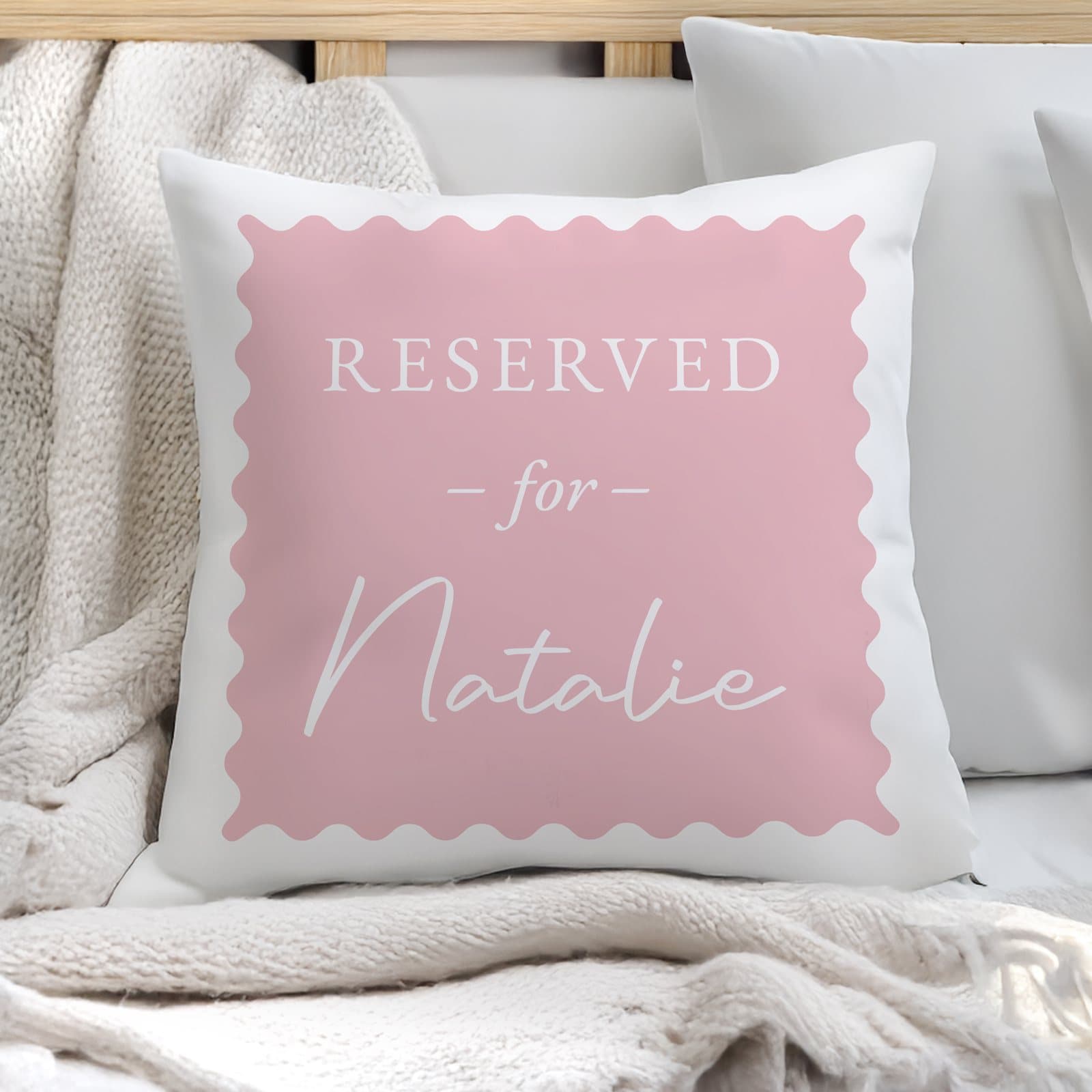 Reserved For cushion personalised with a name