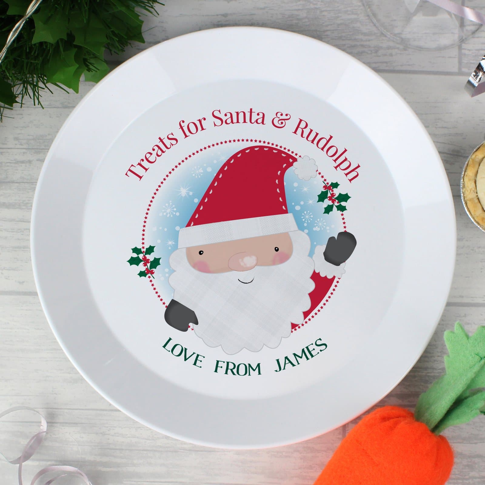 Santa mince pie plastic plate for Christmas Eve