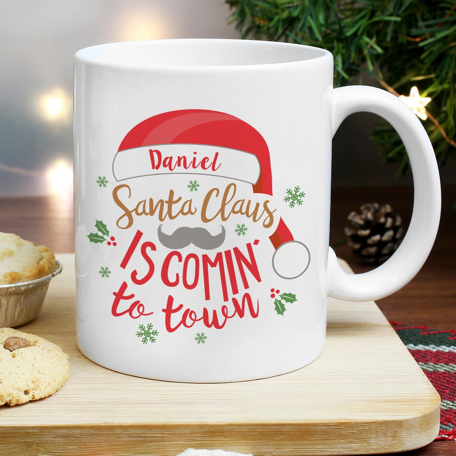 Personalised Santa Claus Is Comin To Town Christmas mug