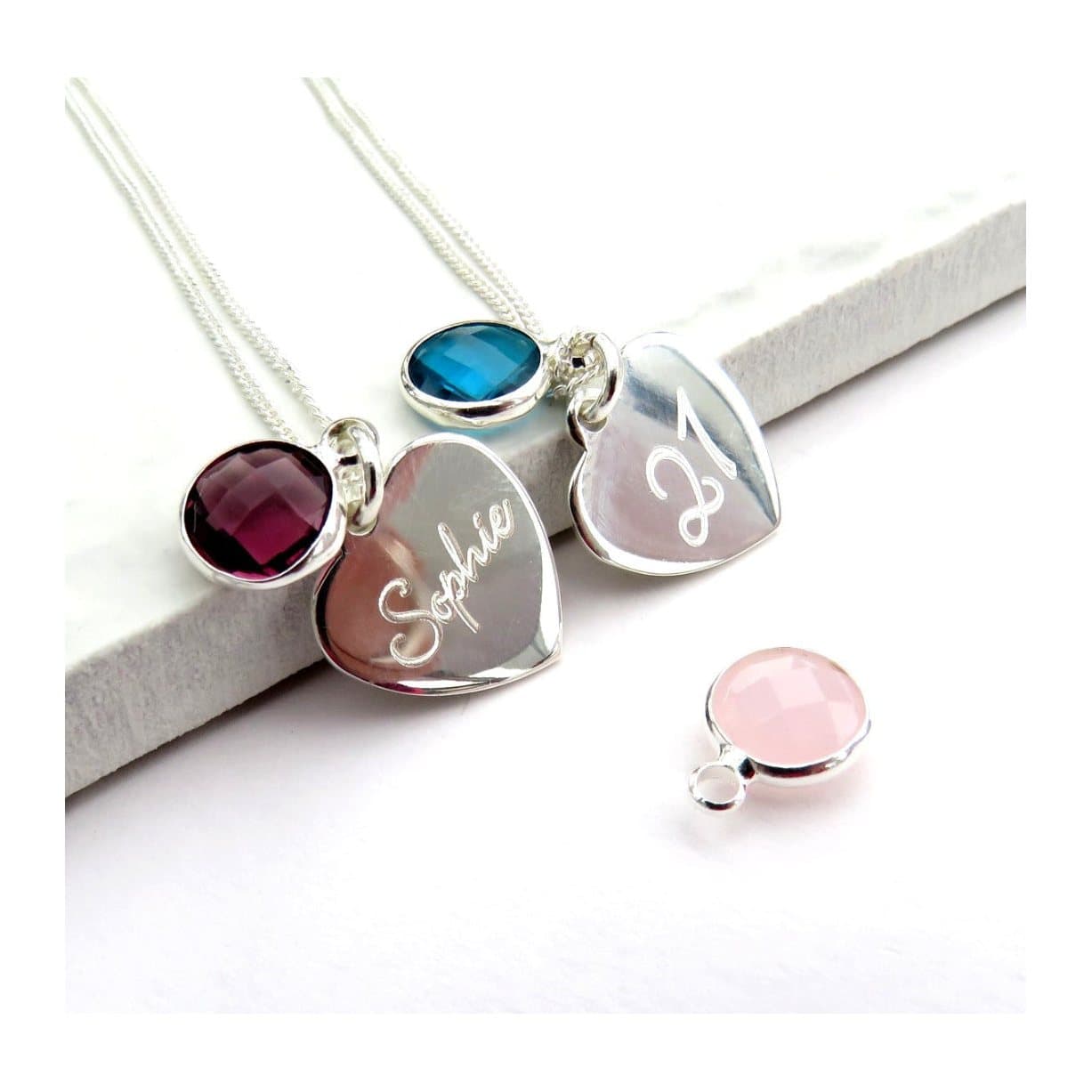 Sterling silver personalised script heart necklace on a fine chain