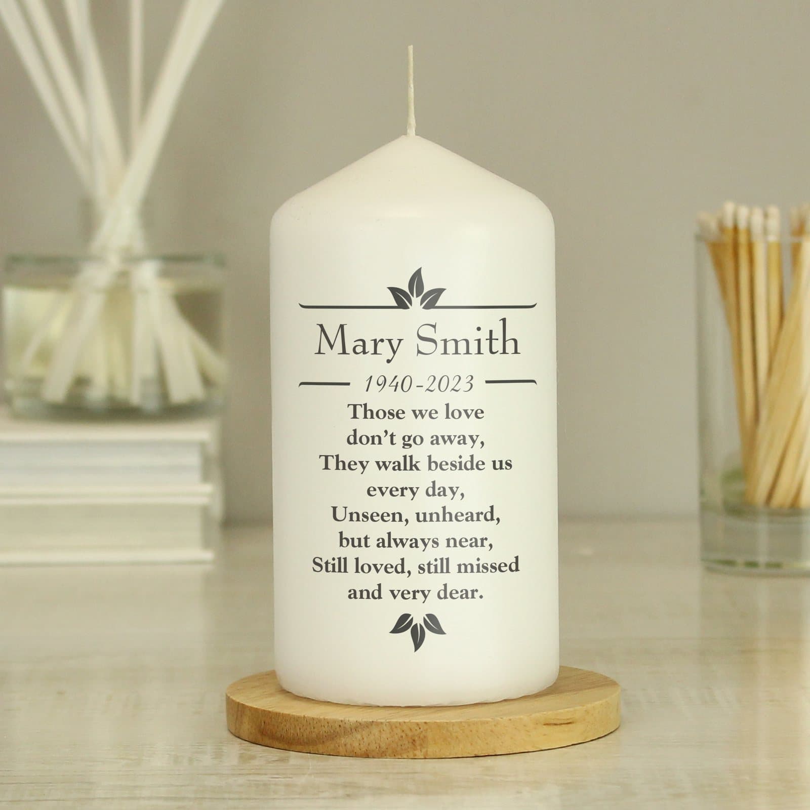 Personalised Those We Love pillar candle with organza bag