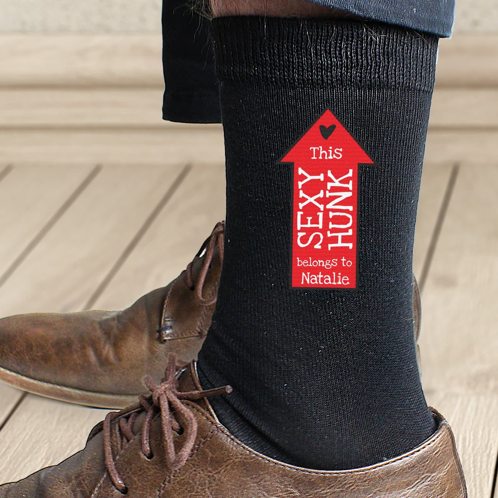 Personalised sexy hunk men's socks with a name
