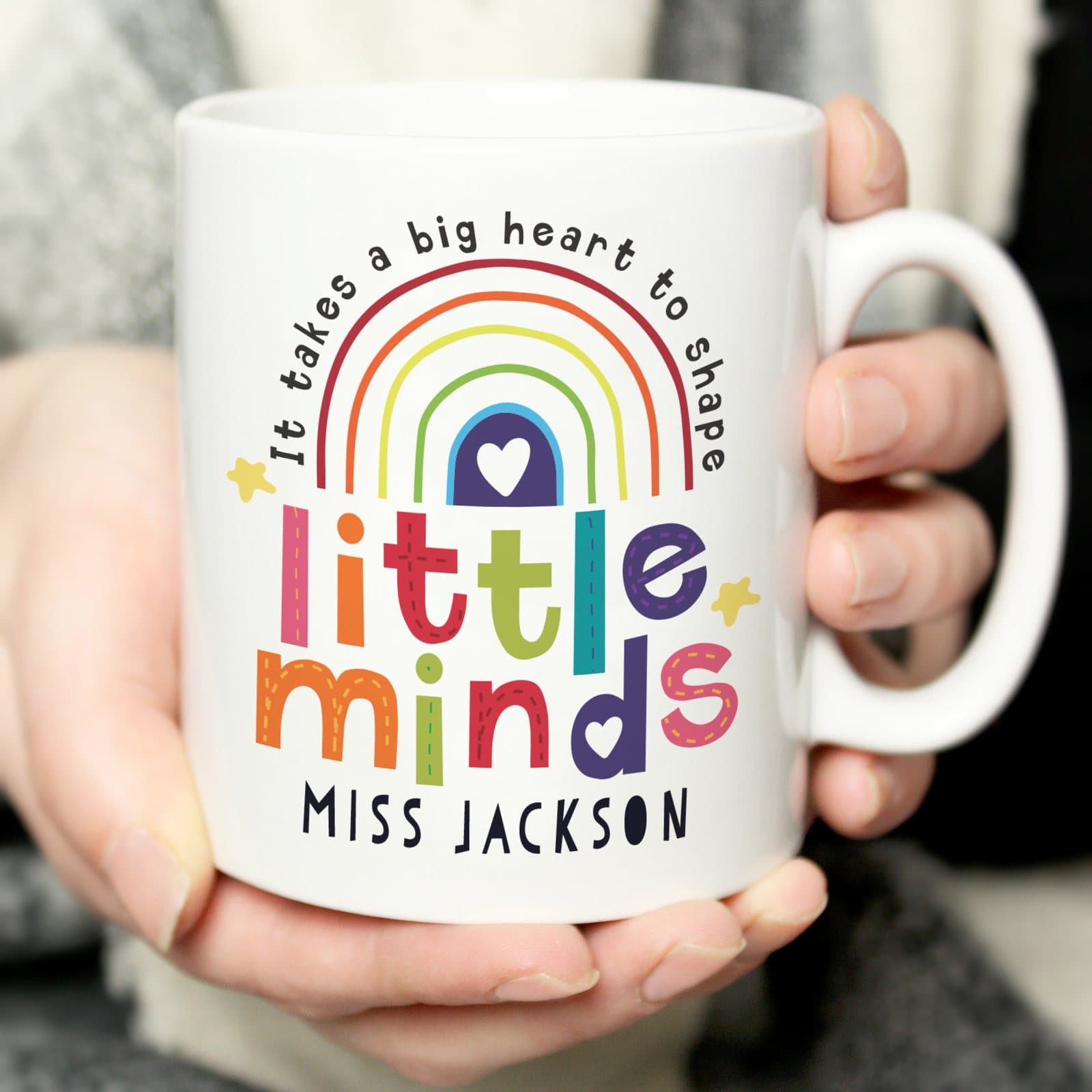 Personalised Shape Little Minds ceramic teacher mug