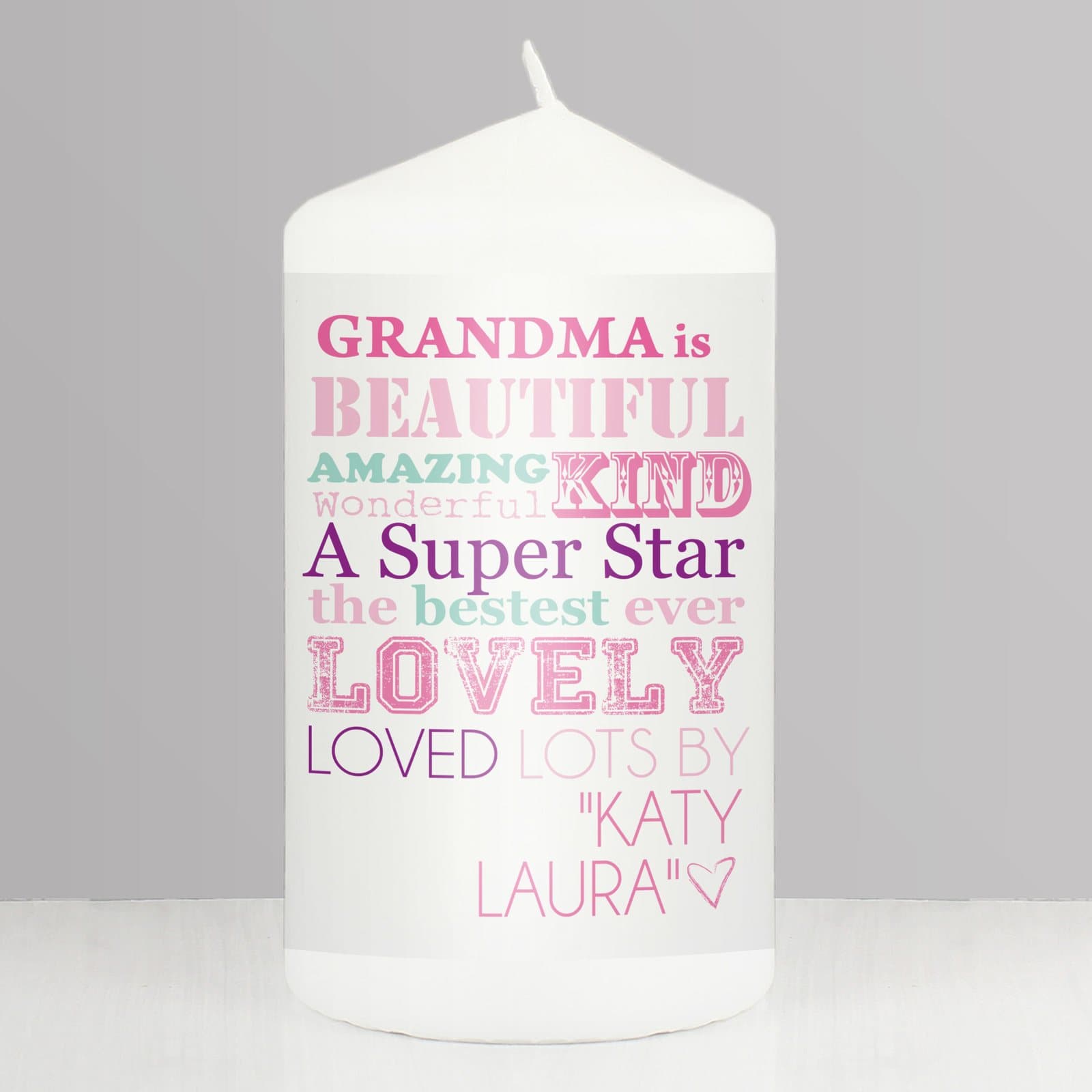 Personalised she is pillar candle with organza bag
