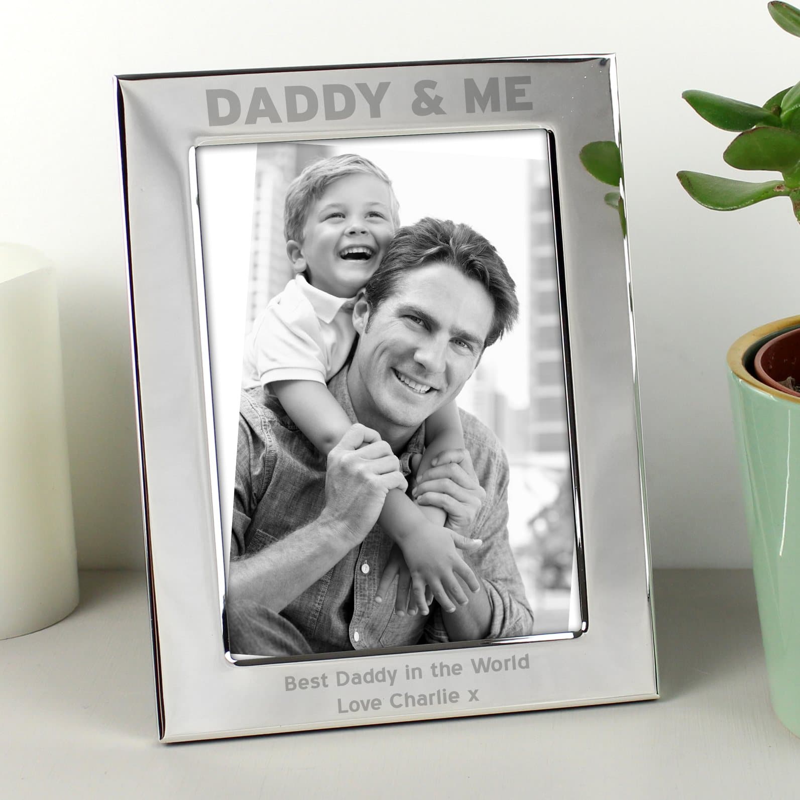 Personalised silver Daddy & Me aluminium photo frame