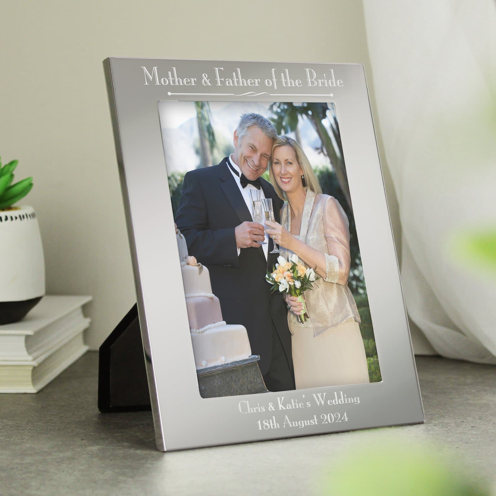 Personalised silver Mother & Father of the Bride photo frame