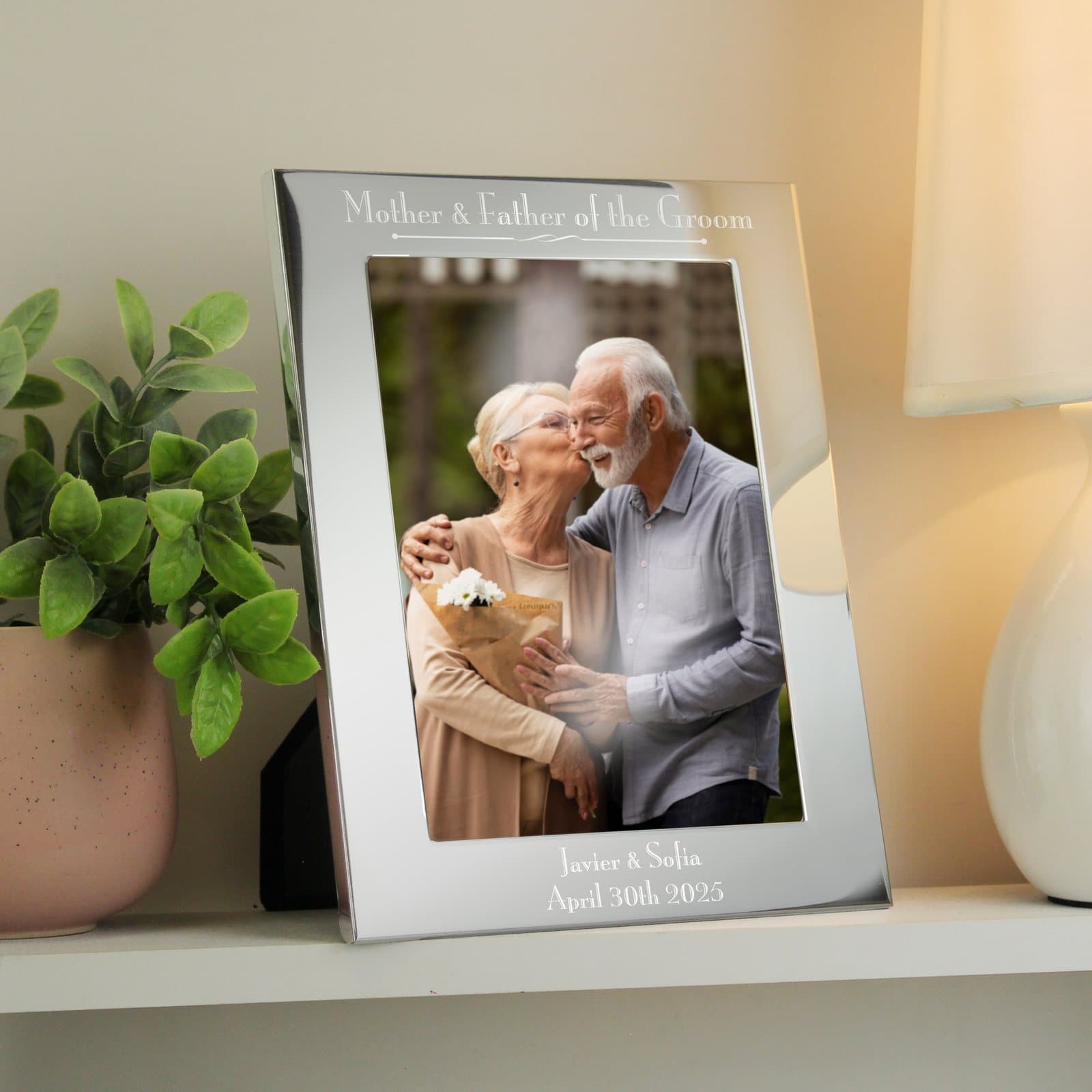 Personalised silver Mother & Father of the Groom photo frame