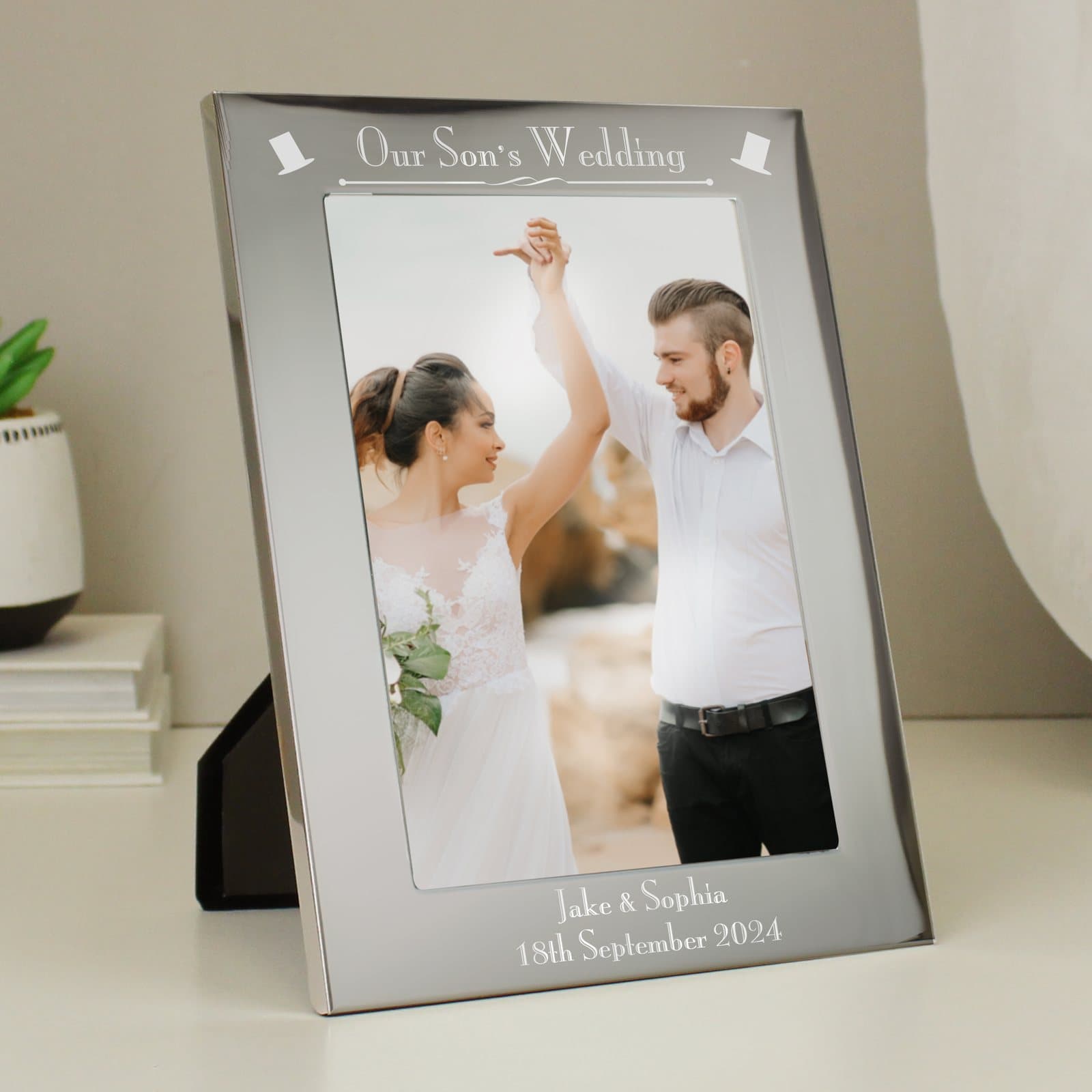 Personalised silver Our Son's Wedding photo frame