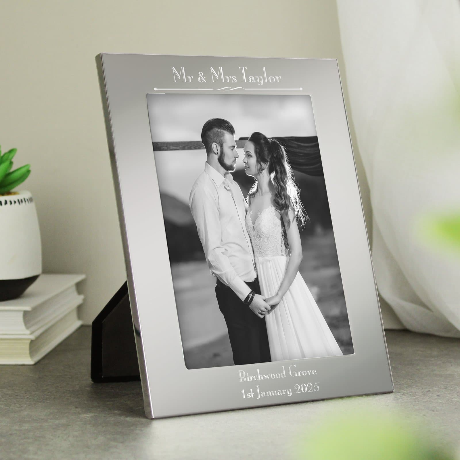 Personalised silver decorative aluminium photo frame
