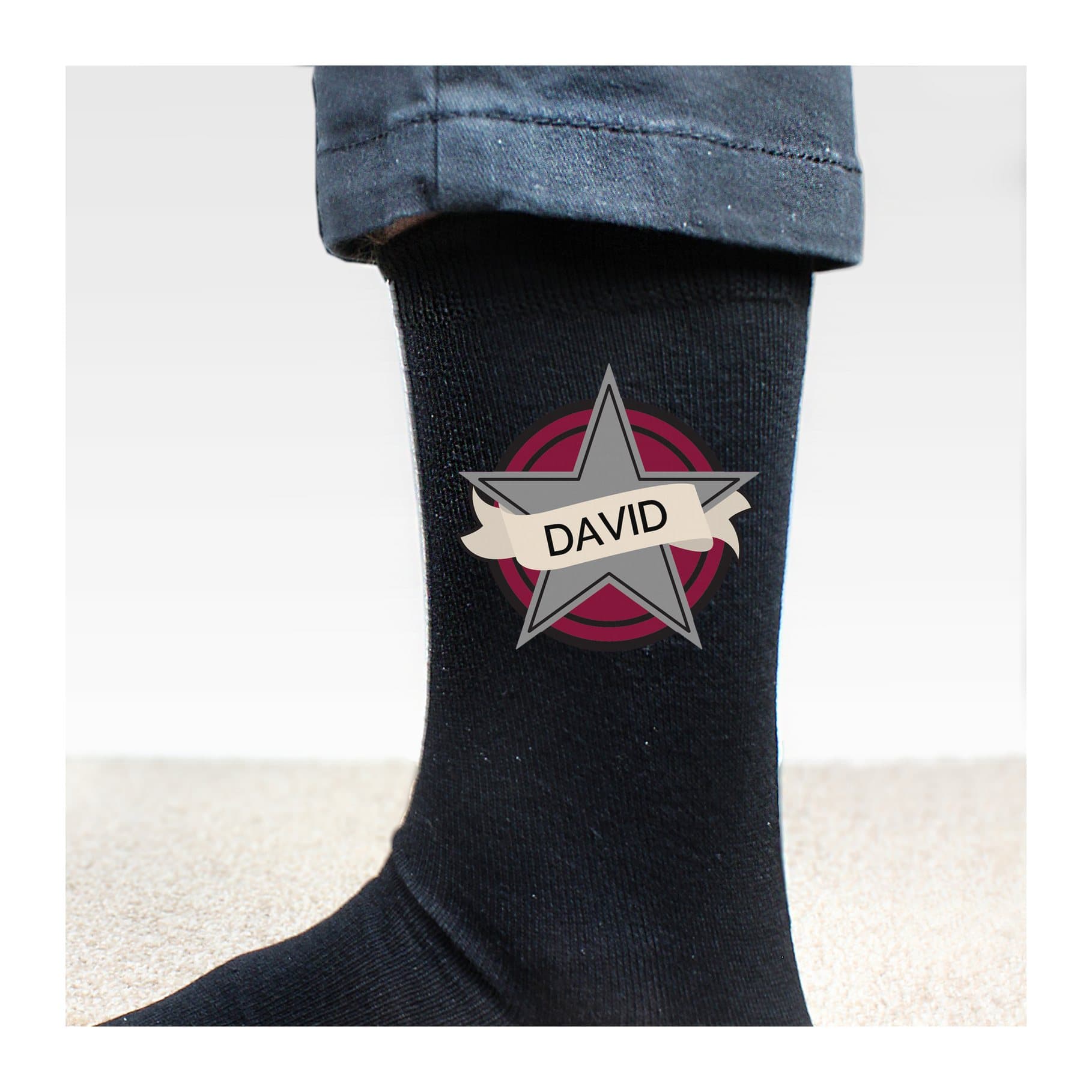 Personalised star men's socks with a name
