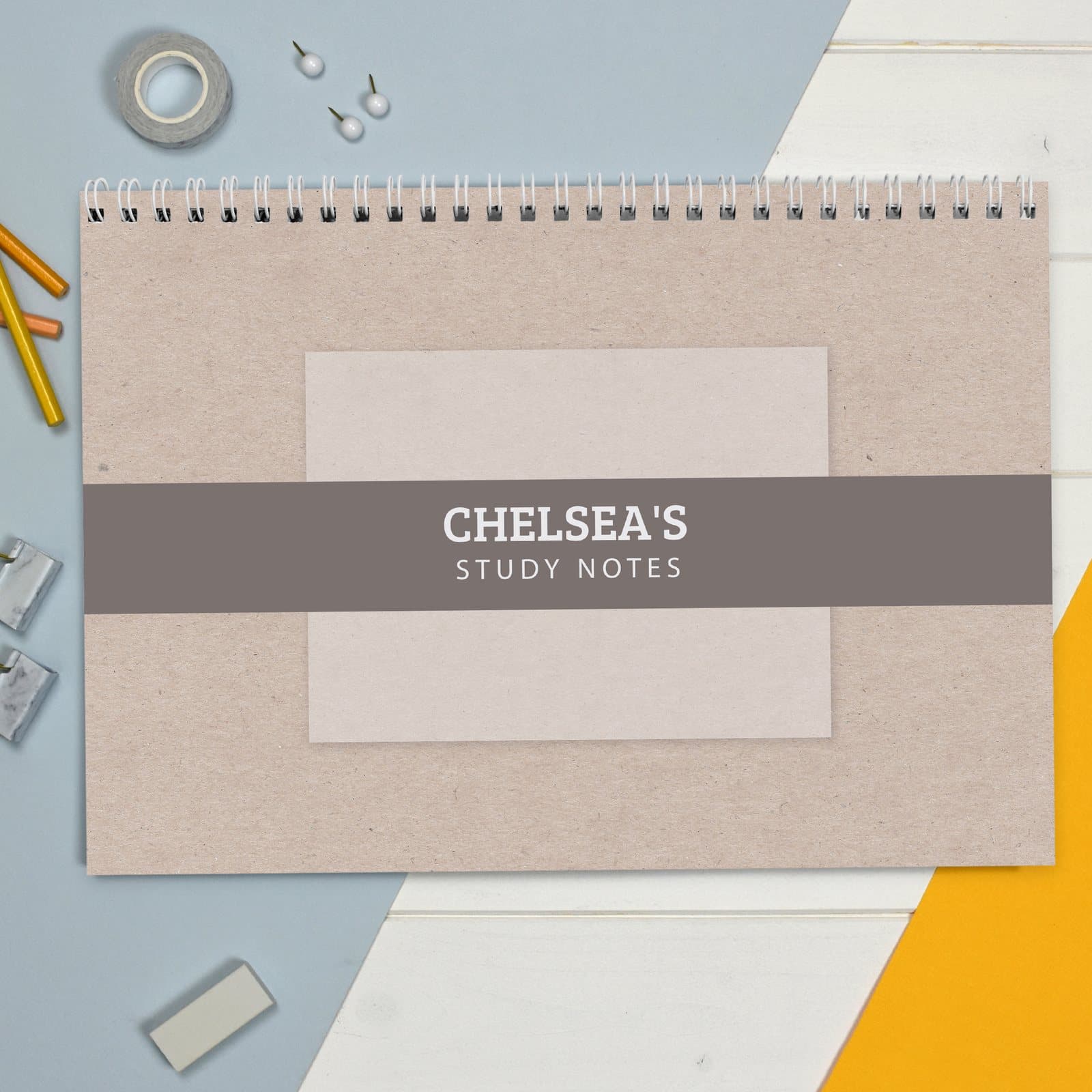 Study A4 desk planner pad personalised with a name