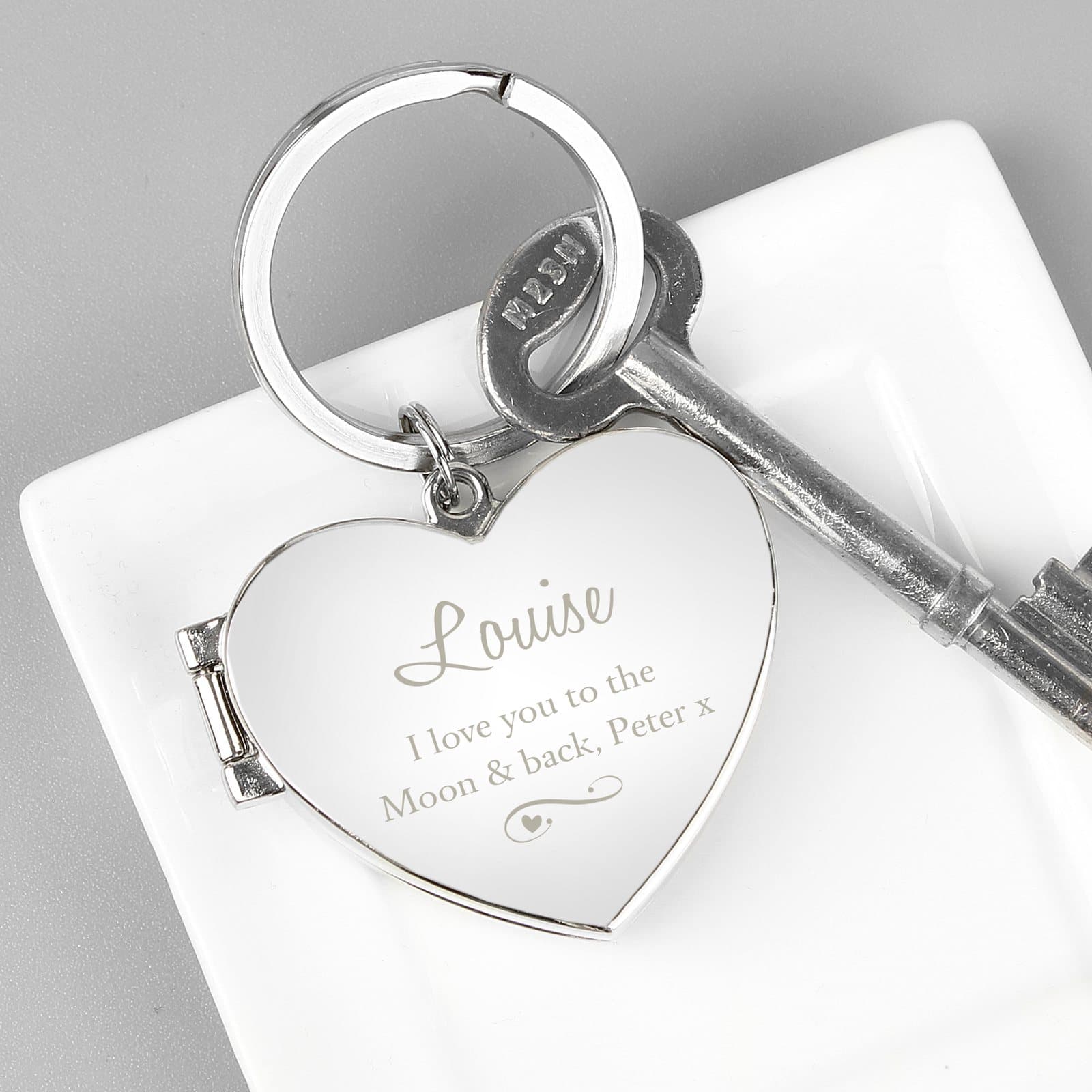 Heart shaped swirl photo frame keyring