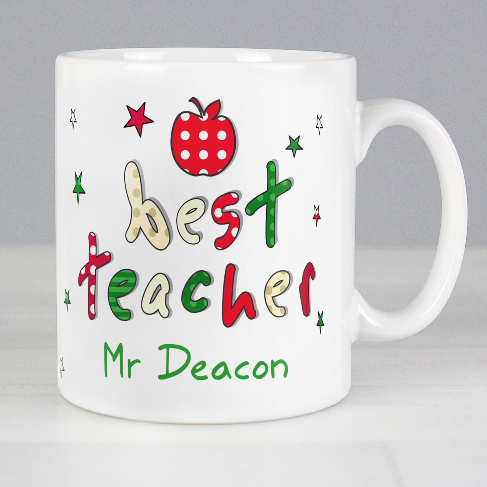 Ceramic Best teacher mug personalised with a message