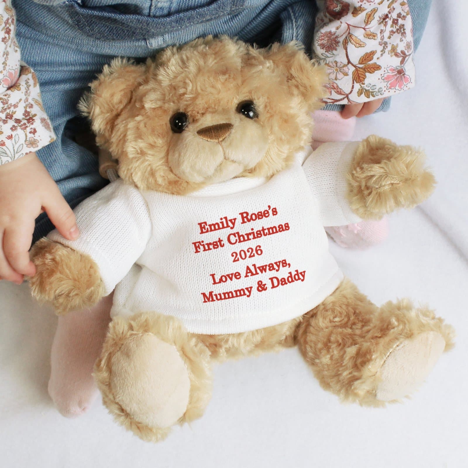 Personalised plush teddy bear, Red Message design