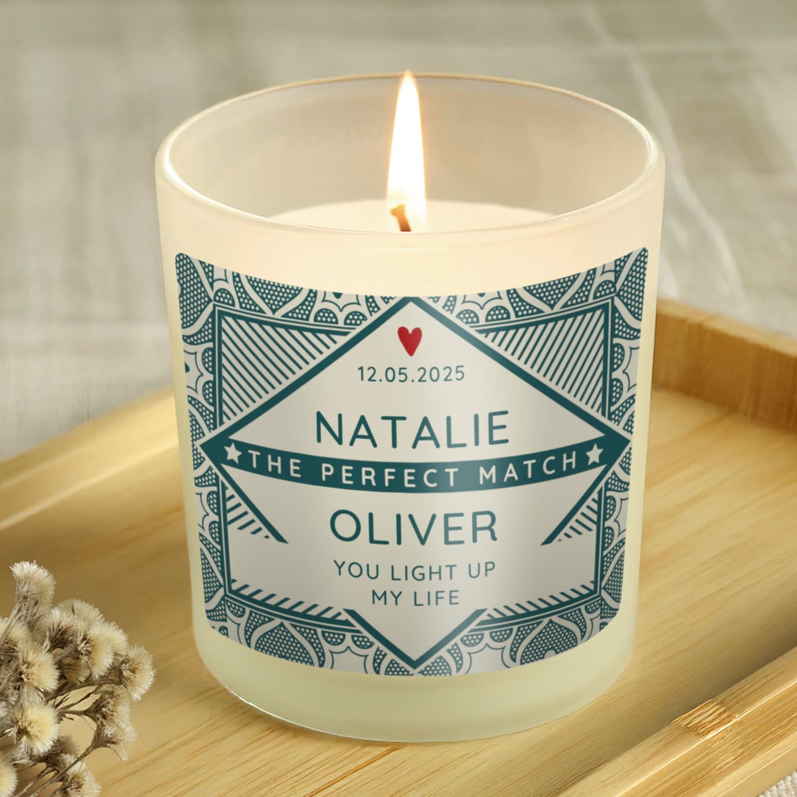 Personalised The Perfect Match scented jar candle