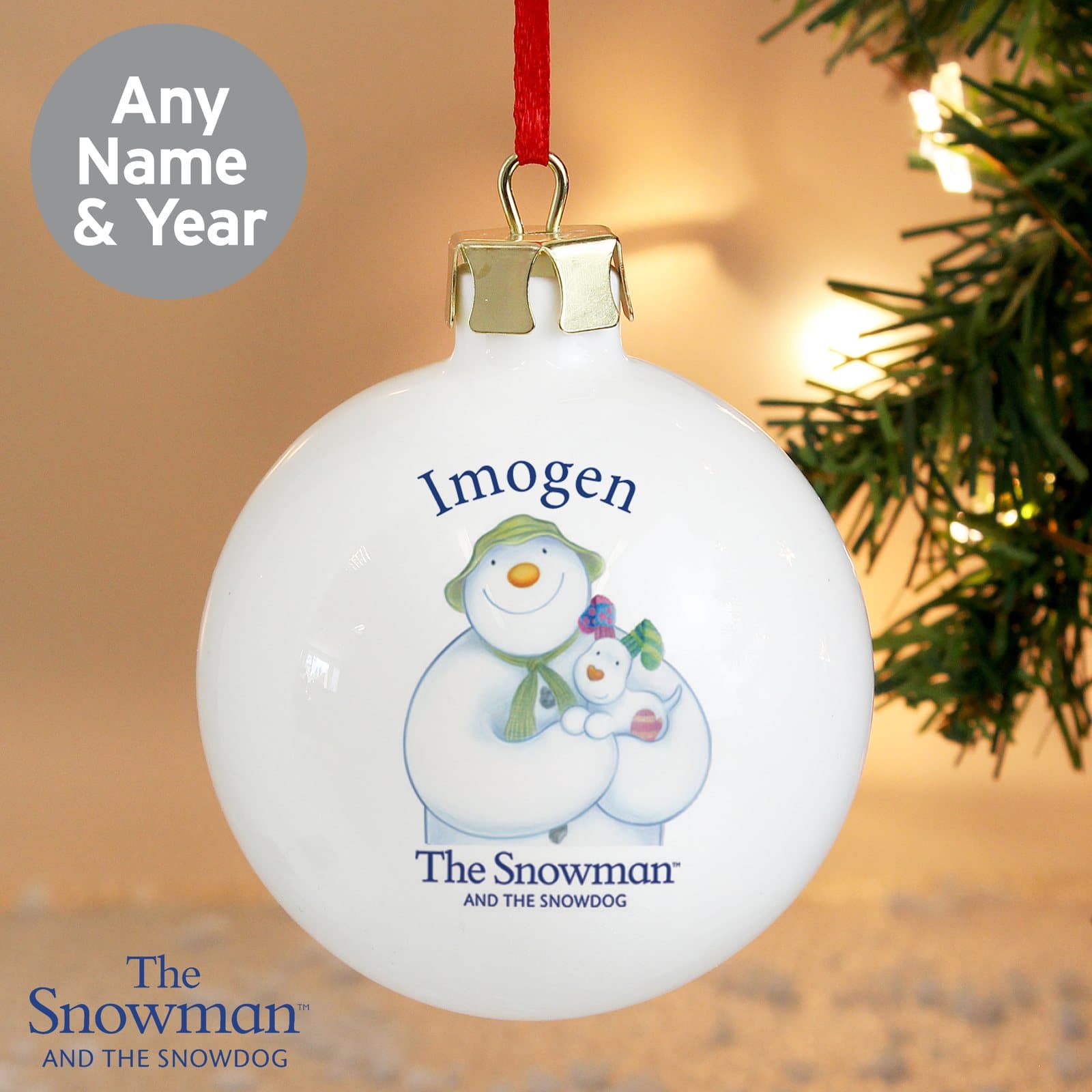 The Snowman and the Snowdog bauble with ribbon