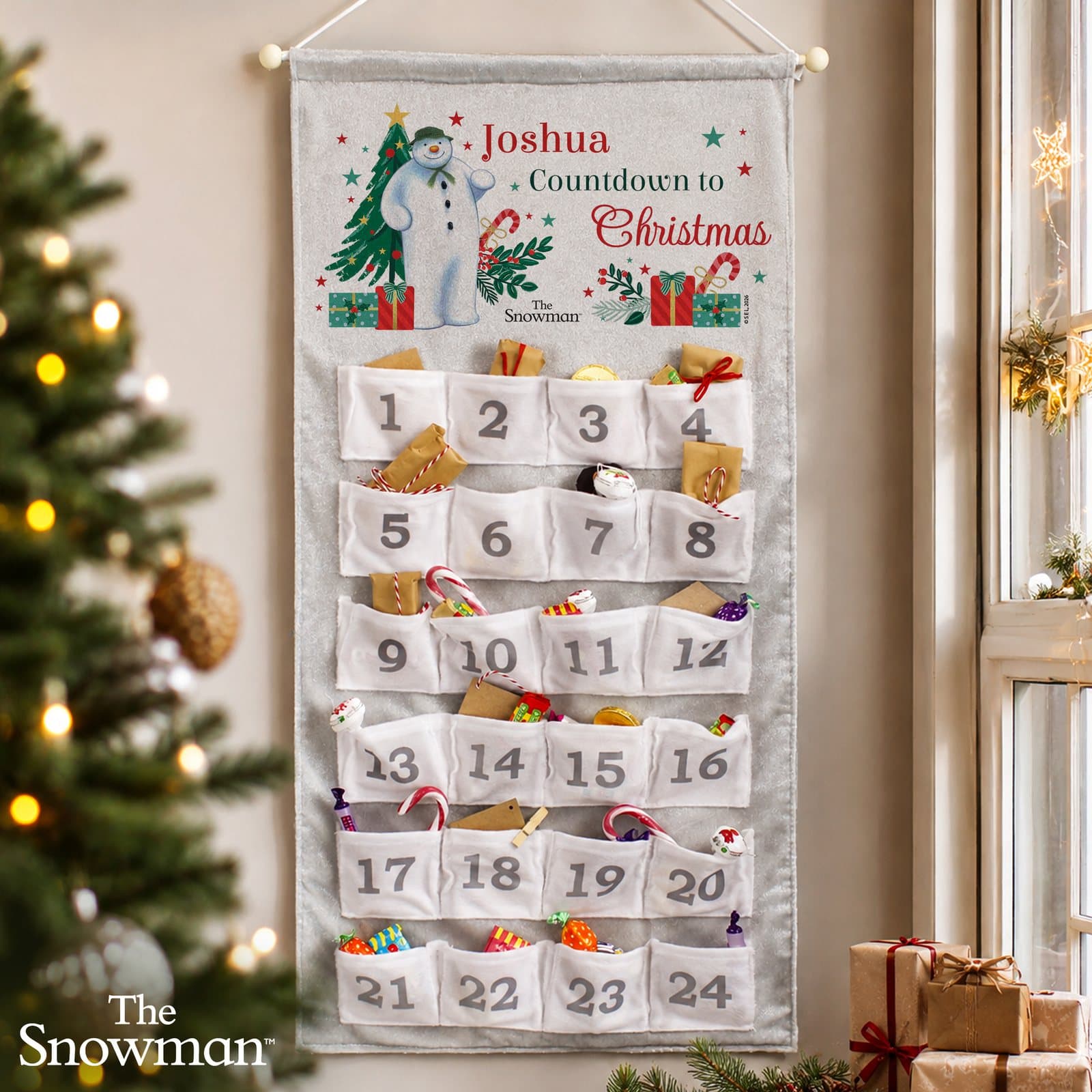 The Snowman Christmas Wishes advent calendar with numbered pockets