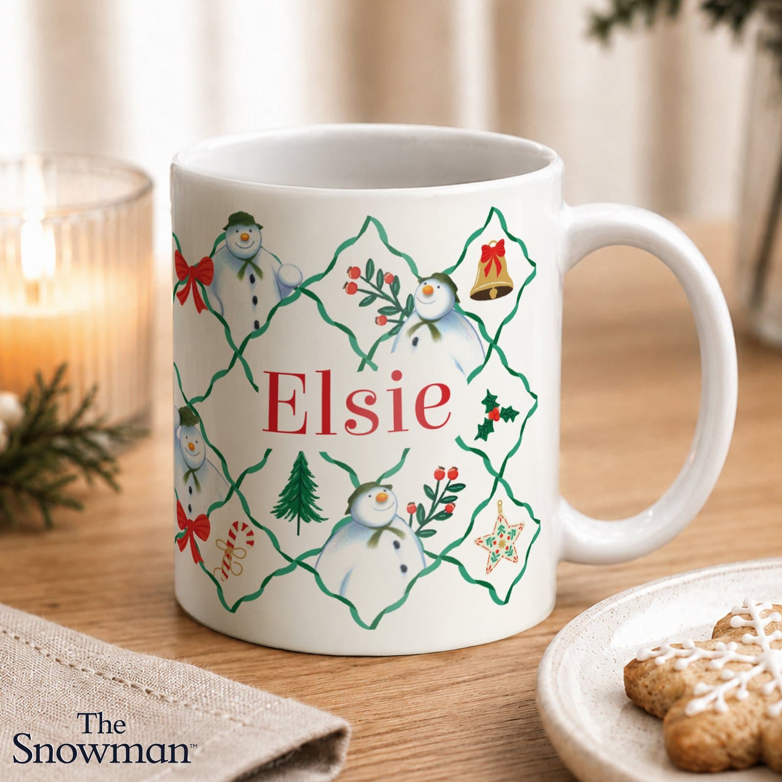 Patterned ceramic The Snowman Christmas Wishes mug