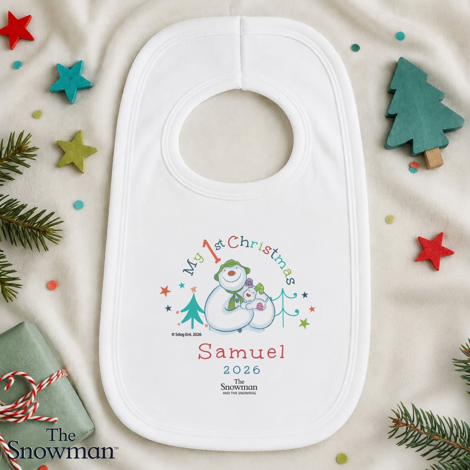 Personalised The Snowman My 1st Christmas baby bib