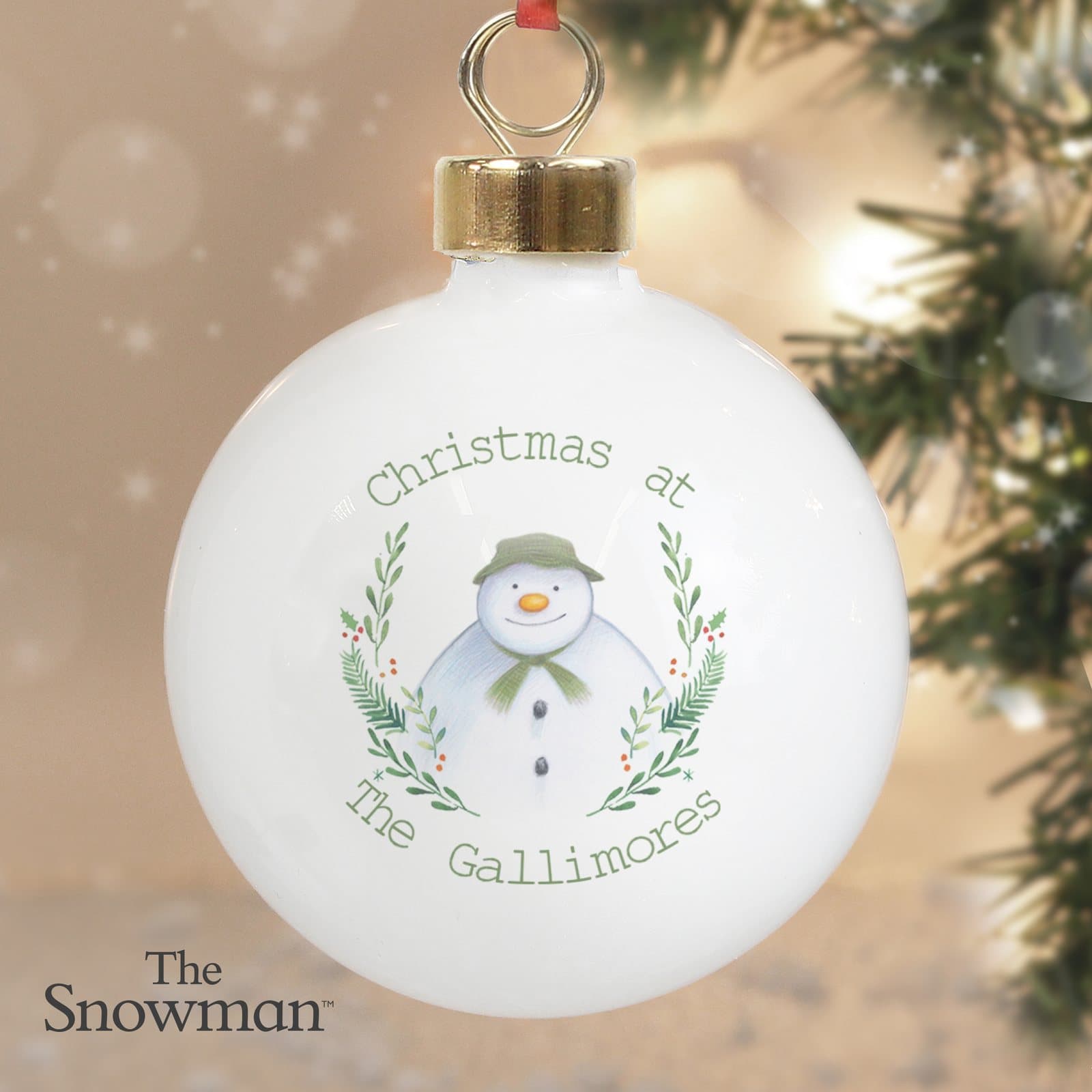 The Snowman Winter Garden bauble with ribbon