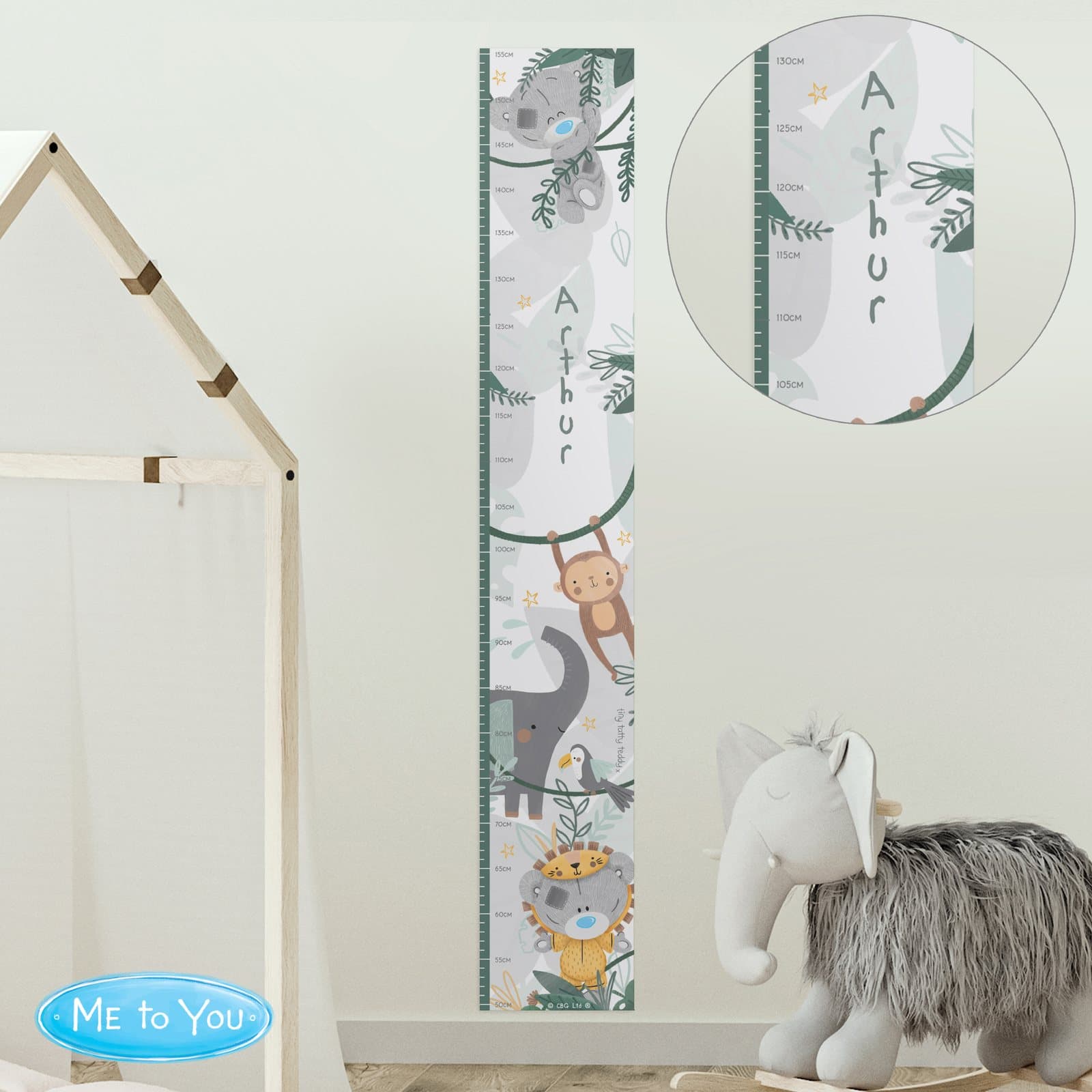 Tiny Tatty Teddy wild one height chart in vinyl with a personalised name