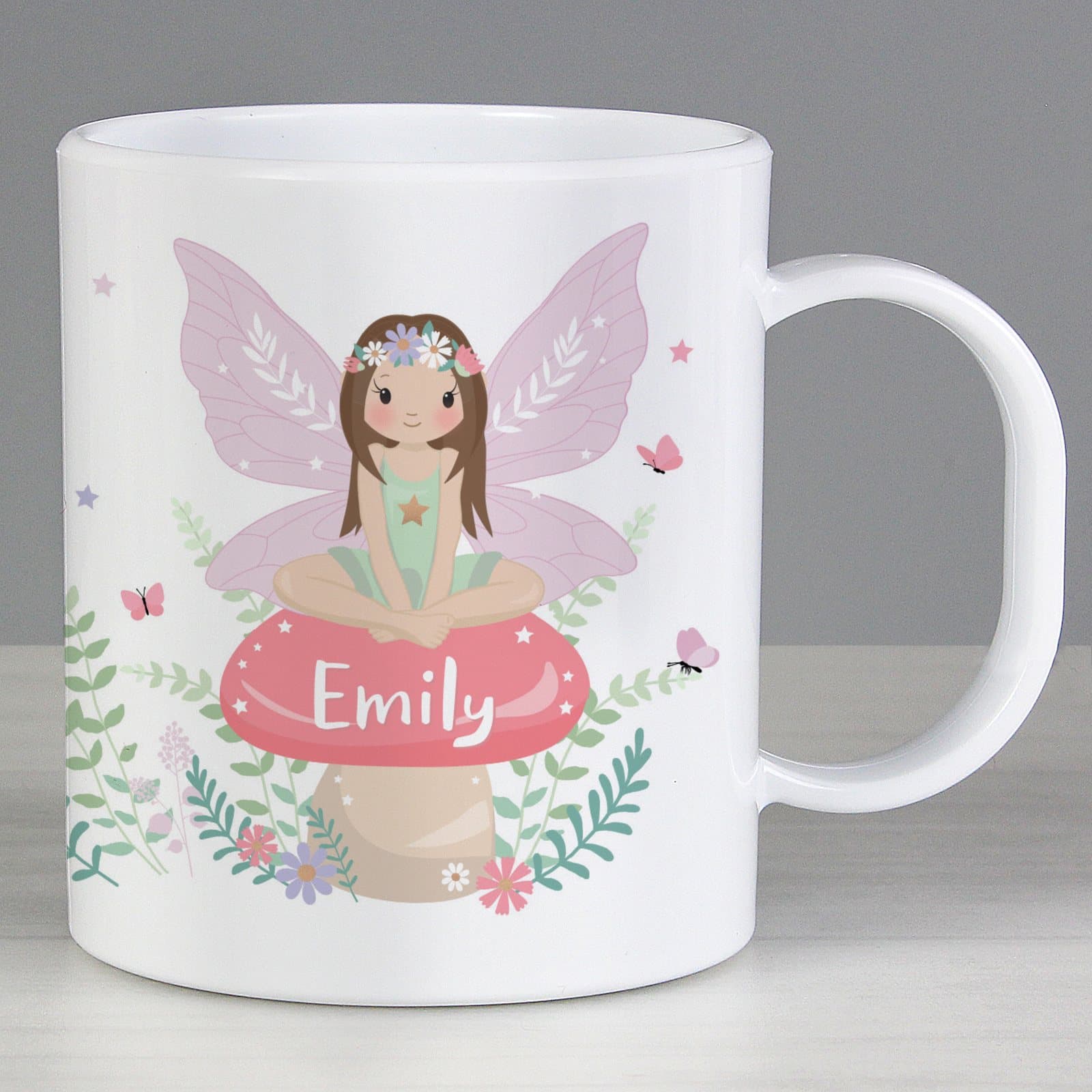Toadstool fairy design plastic mug for children
