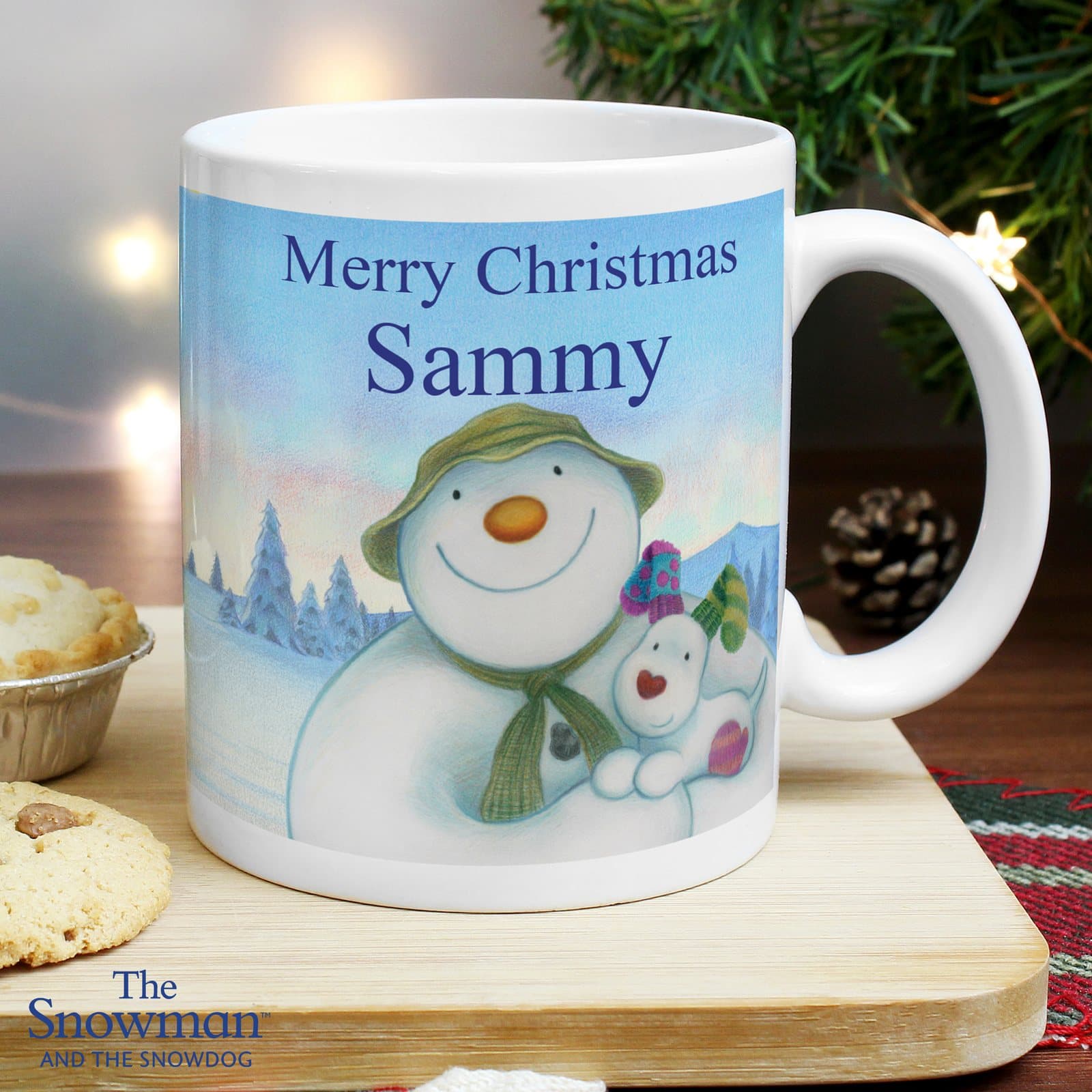 Traditional ceramic The Snowman and the Snowdog mug