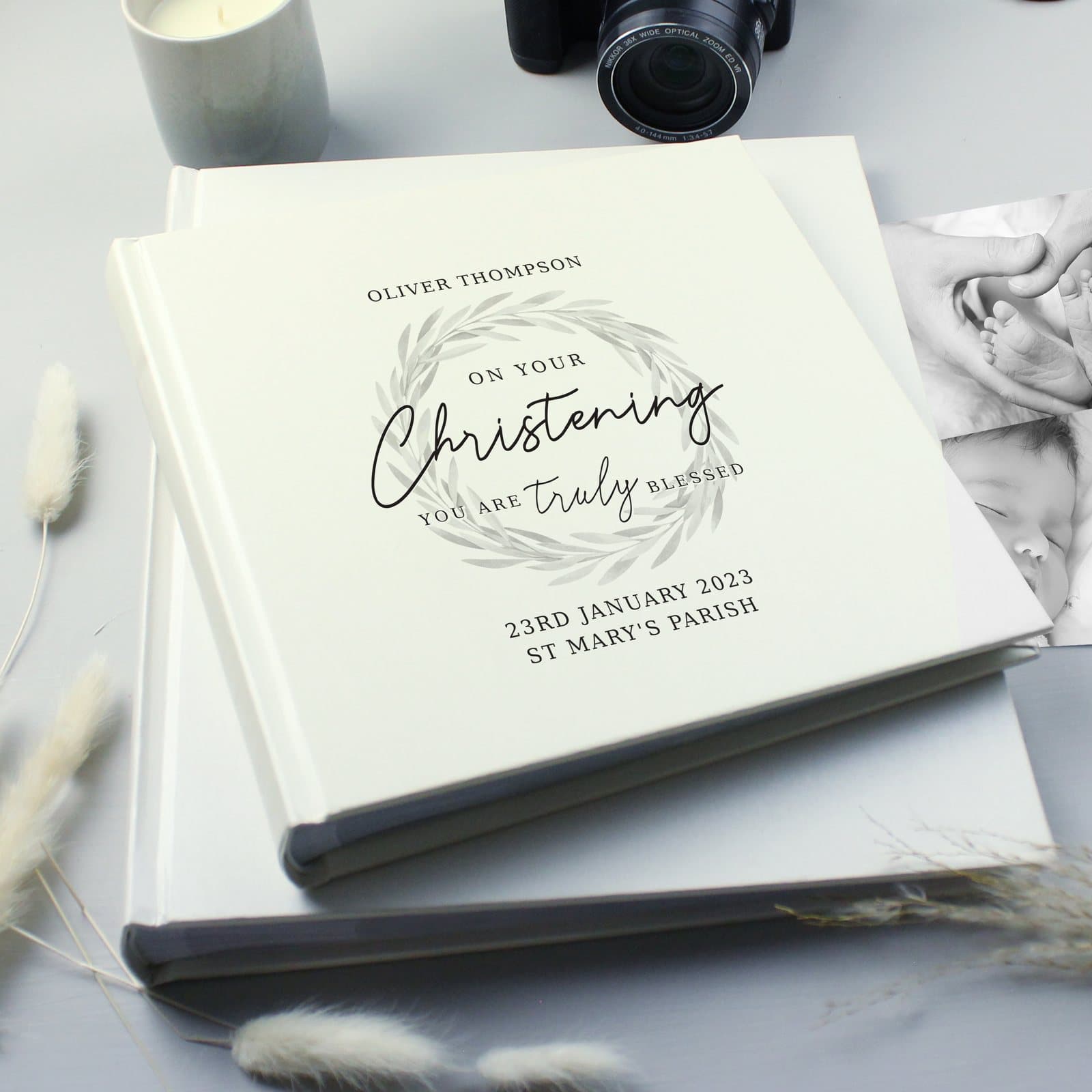 Personalised Truly Blessed christening square photo album