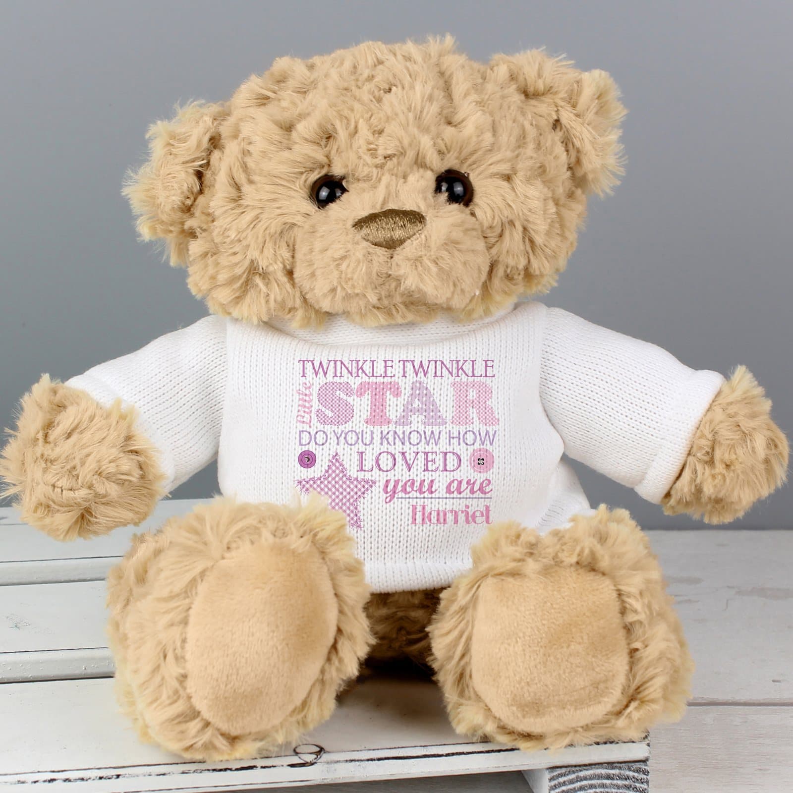 Fluffy Twinkle Girls teddy bear with twinkle little star text