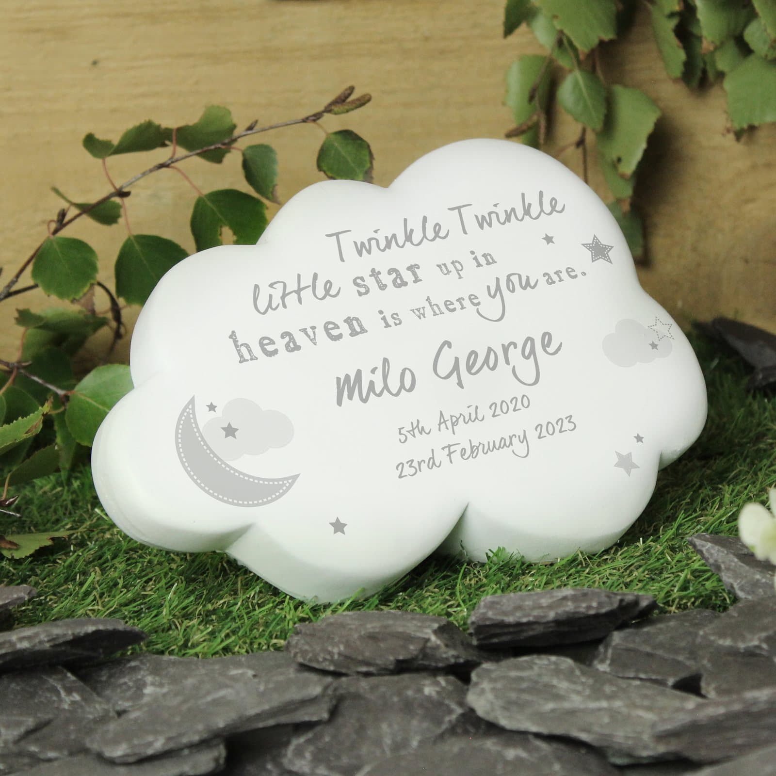 Resin memorial cloud ornament with twinkle twinkle verse and personalised lines