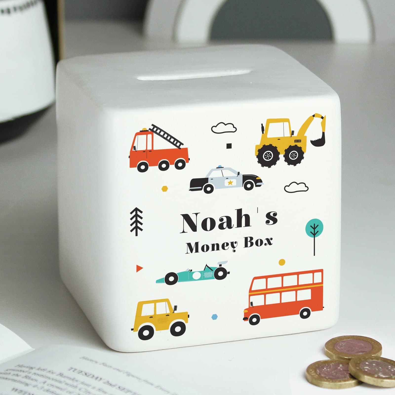 Square ceramic vehicles money box